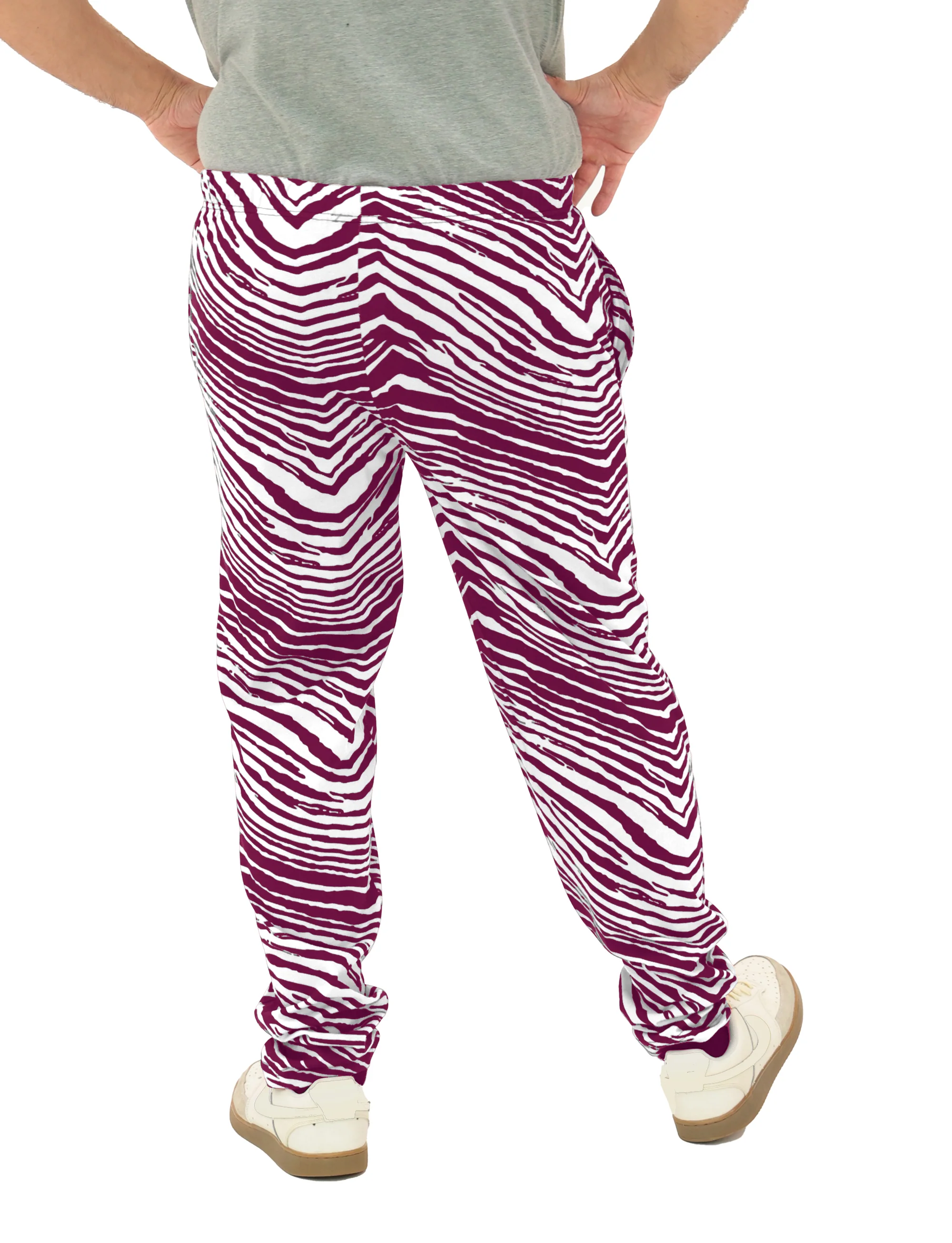Zubaz Adult Unisex Z88 2 Color Zebra Pants, MAROON/WHITE - Image 3