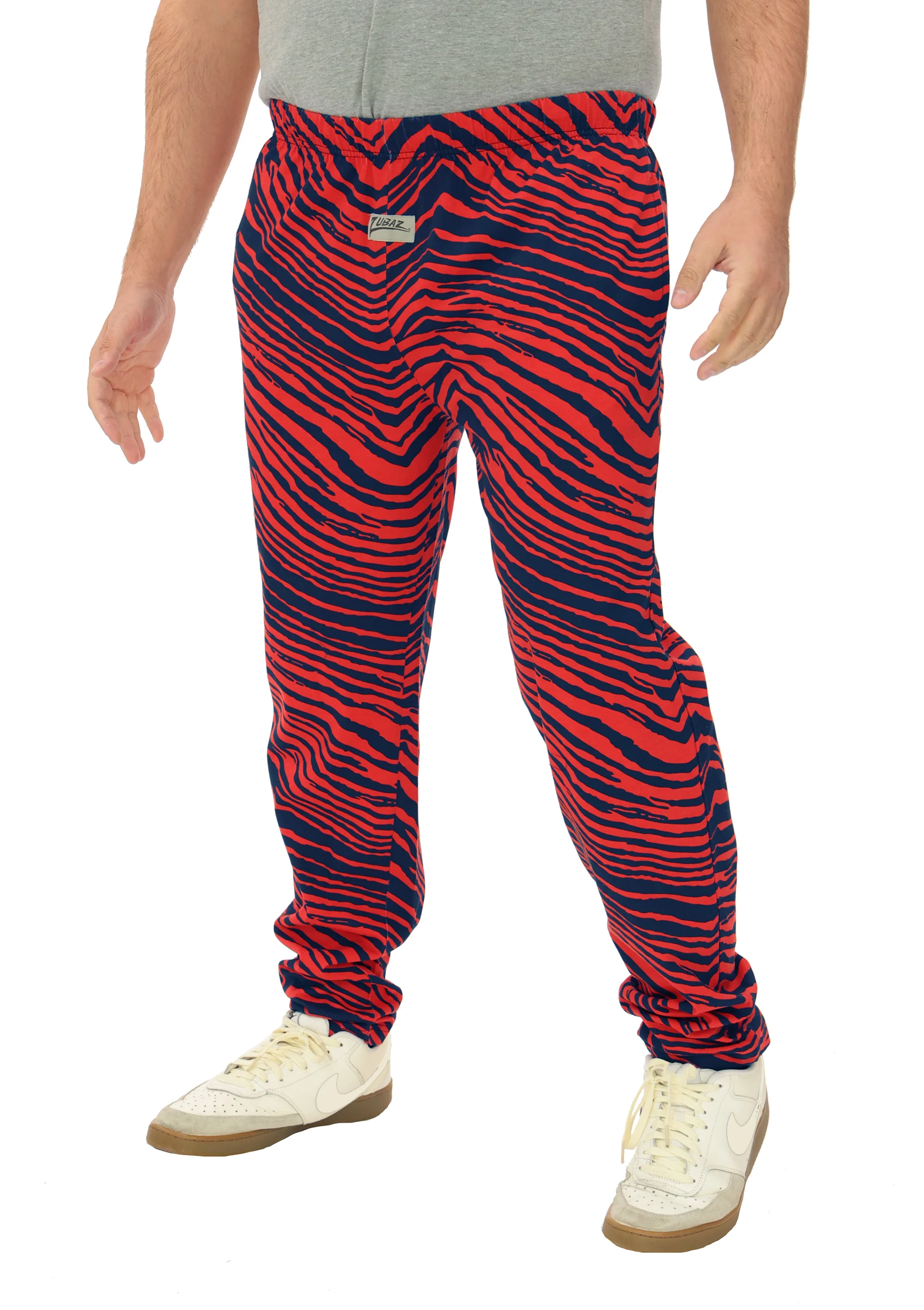 Zubaz Adult Unisex Z88 2 Color Zebra Pants, NAVY/RED - Image 2