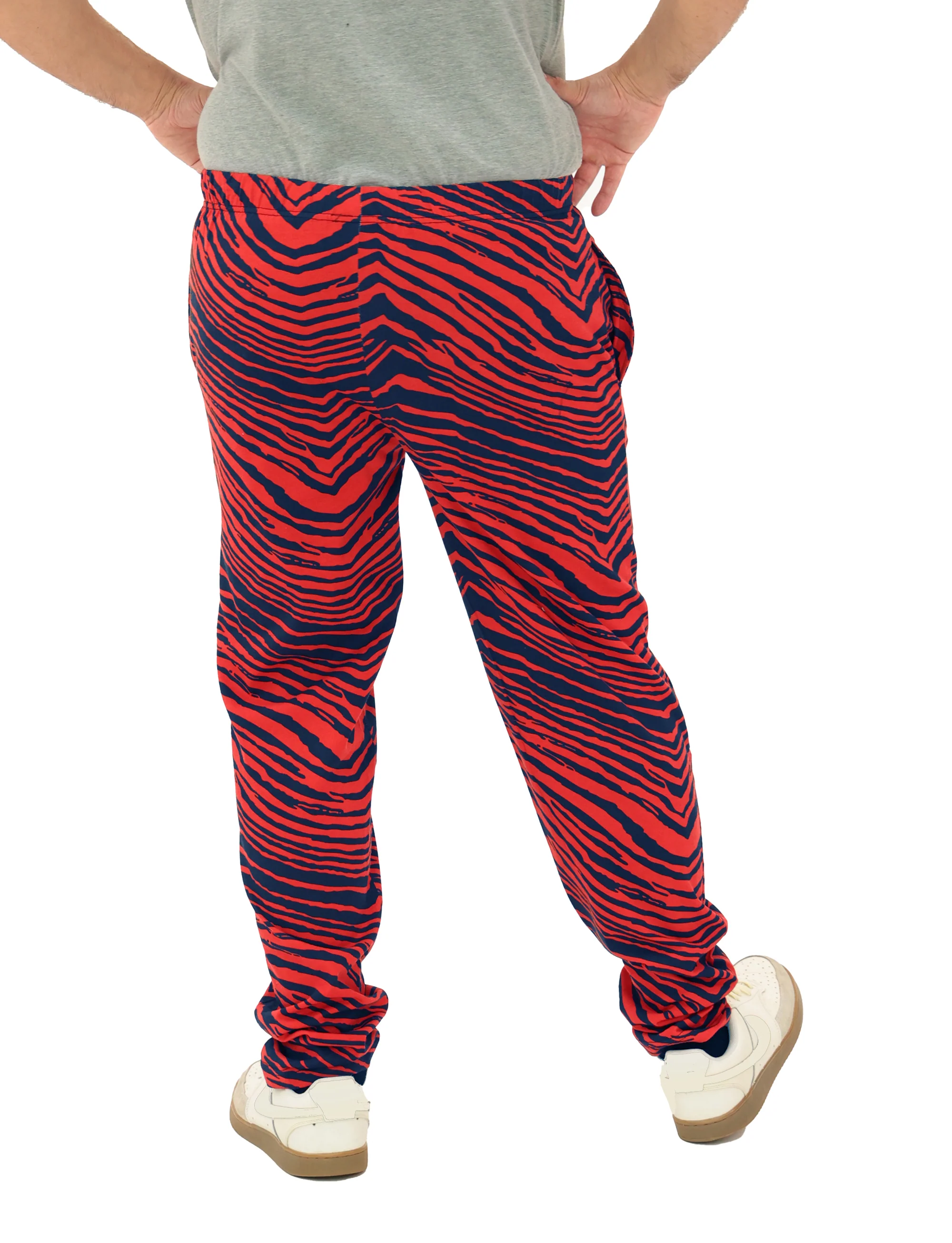 Zubaz Adult Unisex Z88 2 Color Zebra Pants, NAVY/RED - Image 3