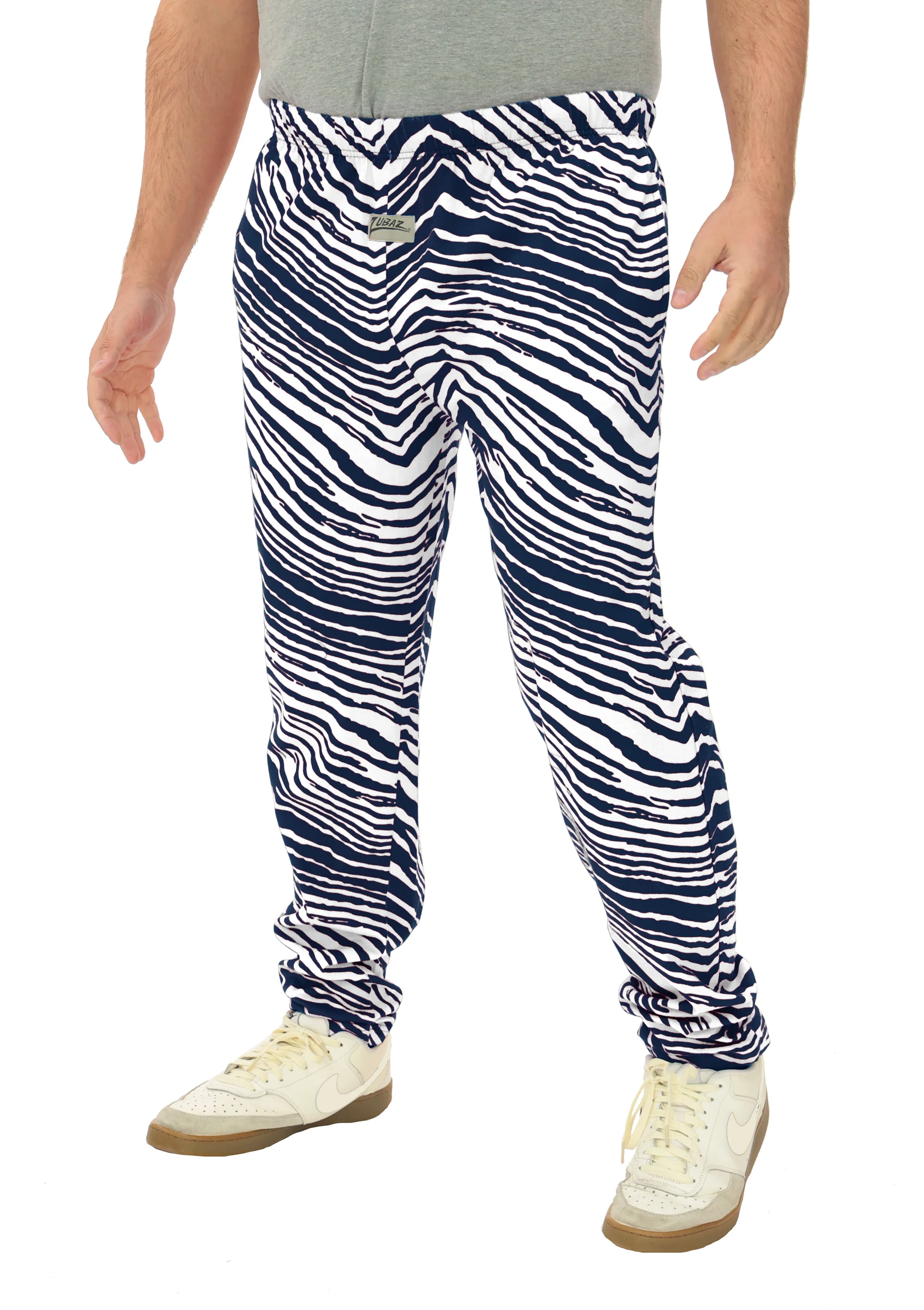 Zubaz Adult Unisex Z88 2 Color Zebra Pants, NAVY/WHITE - Image 2