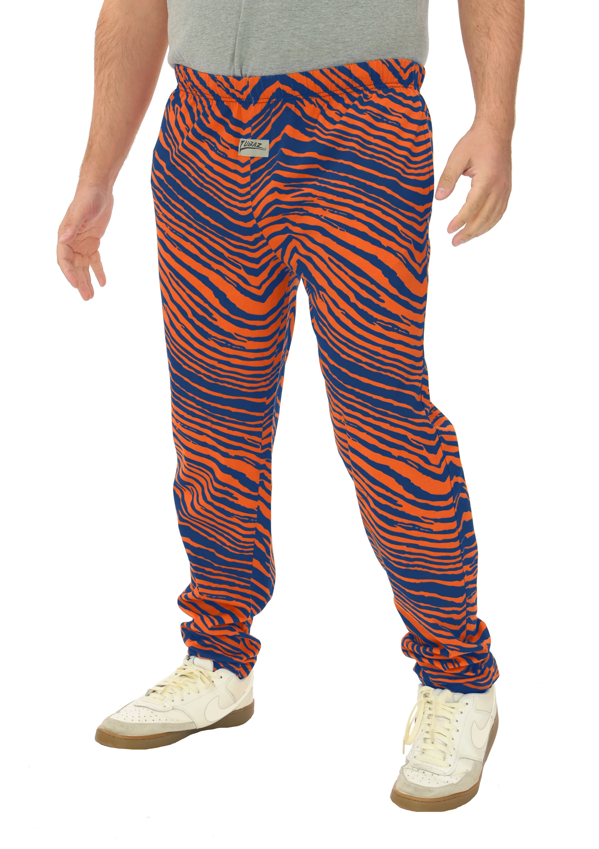 Zubaz Adult Unisex Z88 2 Color Zebra Pants, ROYAL/ORANGE - Image 2