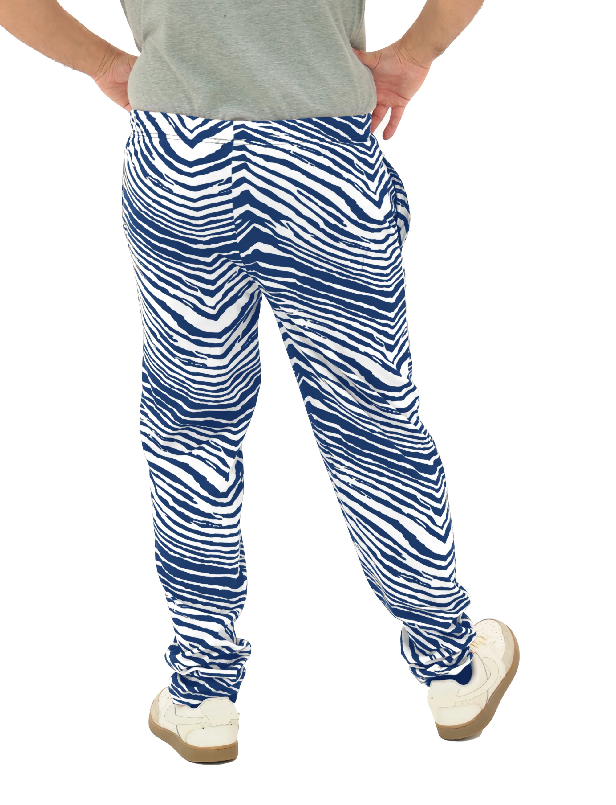 Zubaz Adult Unisex Z88 2 Color Zebra Pants, ROYAL/WHITE - Image 3