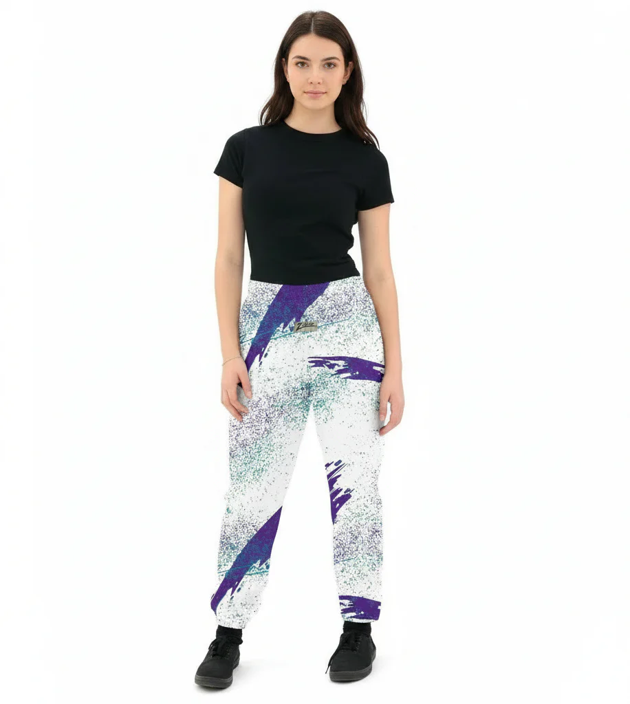 Zubaz Adult Unisex Z88 Confetti Pant, PURPLE/FLUORESCENT BLUE - Image 3