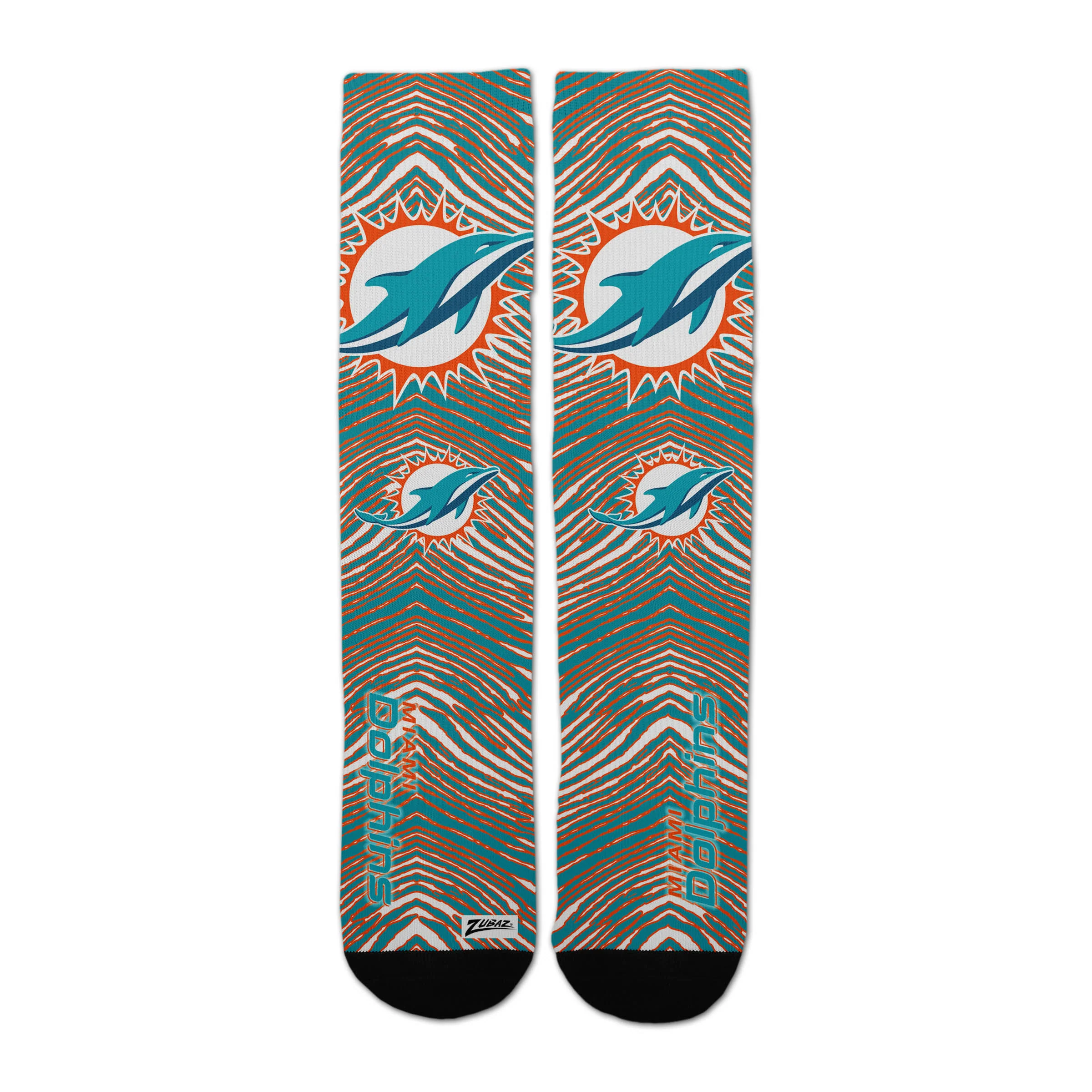 Zubaz By For Bare Feet NFL Zubified Adult and Youth Dress Socks, Miami Dolphins, Large - Image 3