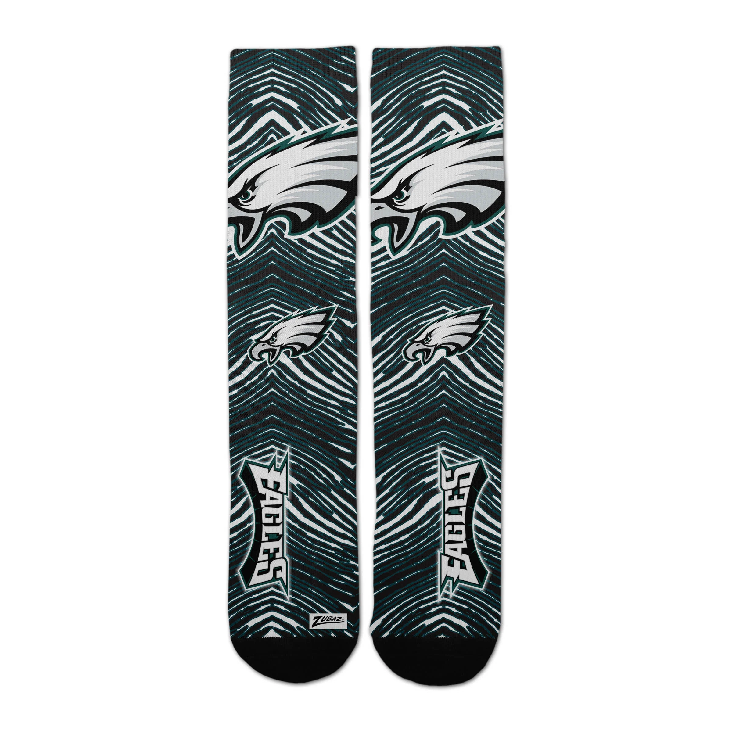 Zubaz By For Bare Feet NFL Zubified Adult and Youth Dress Socks, Philadelphia Eagles, Large - Image 3