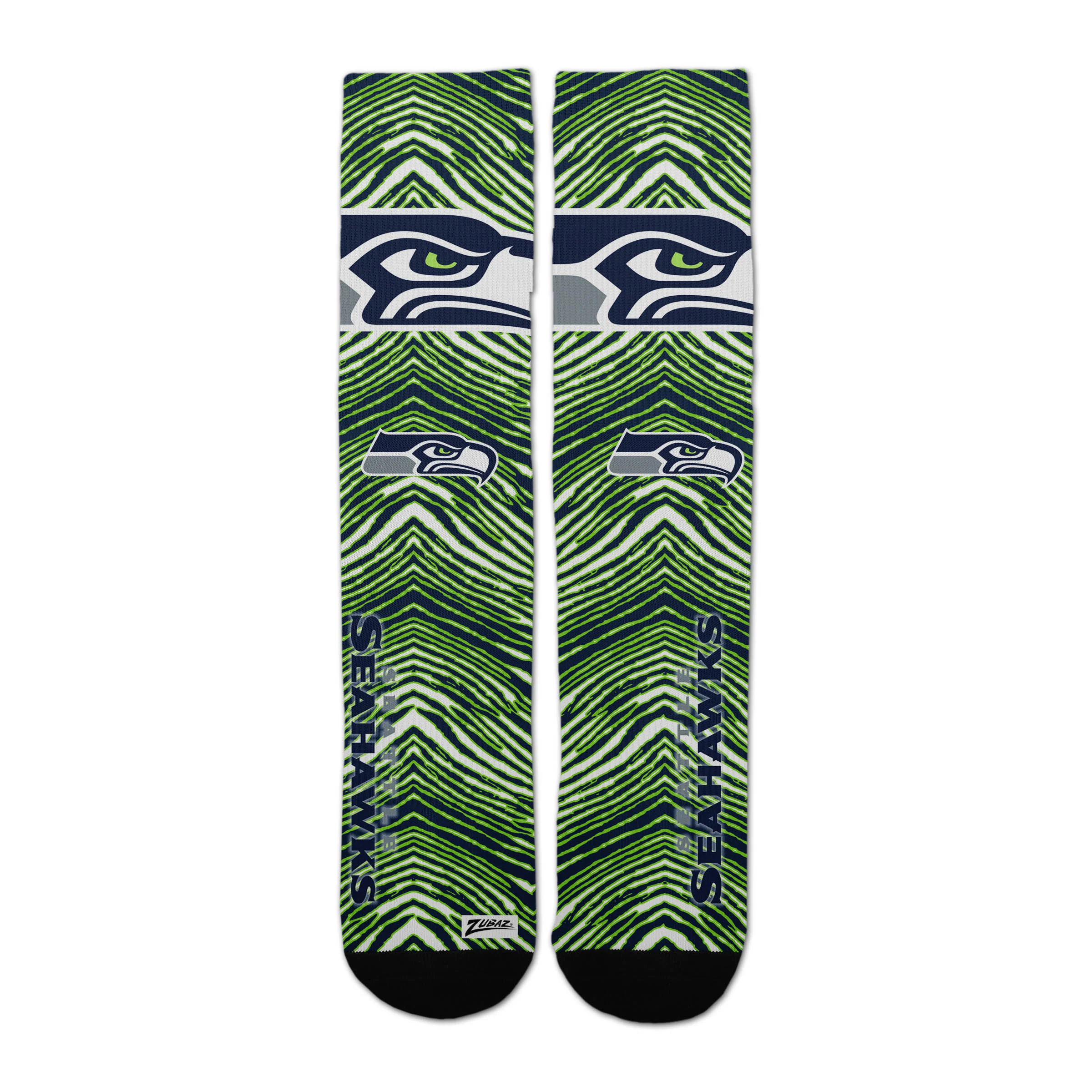 Zubaz By For Bare Feet NFL Zubified Adult and Youth Dress Socks, Seattle Seahawks, Large - Image 3
