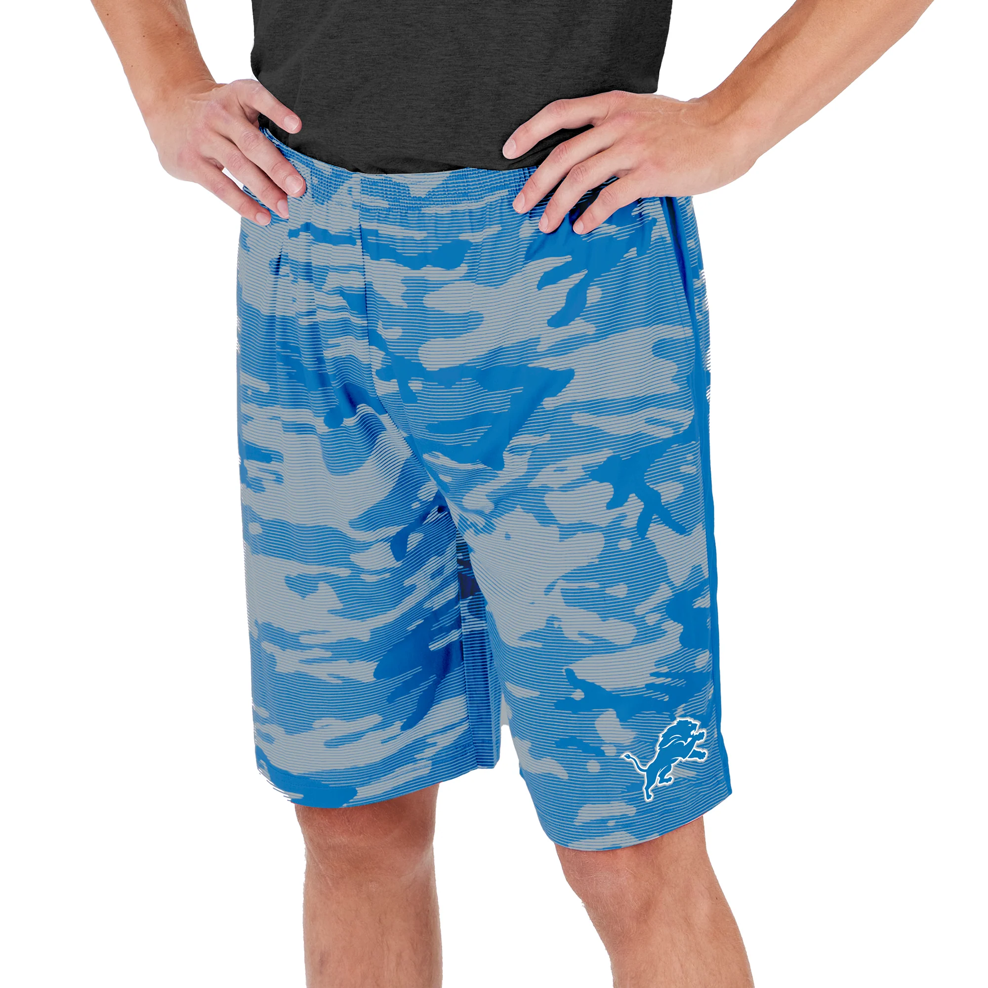 Zubaz Men's NFL Detroit Lions Lightweight Camo Lines Shorts with Logo - Image 4