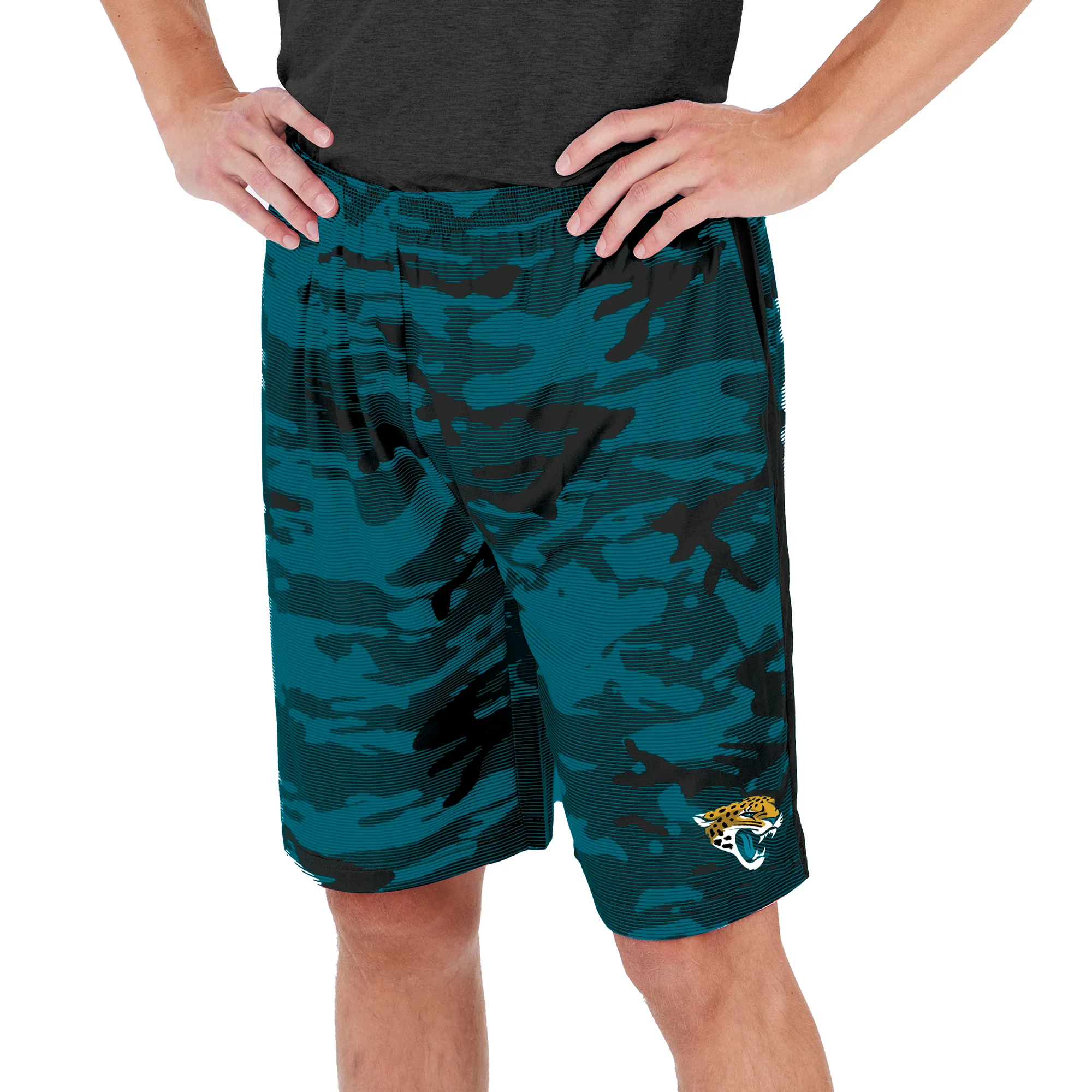 Zubaz Men's NFL Jacksonville Jaguars Lightweight Camo Lines Shorts with Logo - Image 5