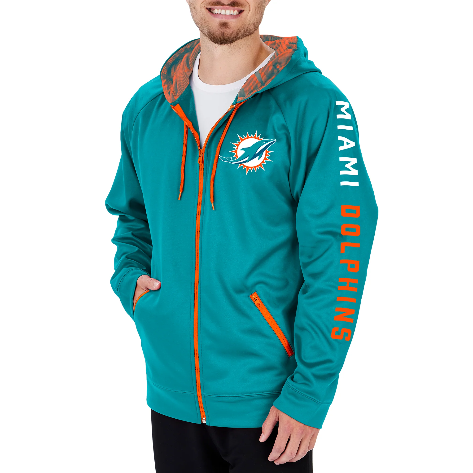 Zubaz Men's NFL Miami Dolphins Full Zip Camo Hoodie - Image 3