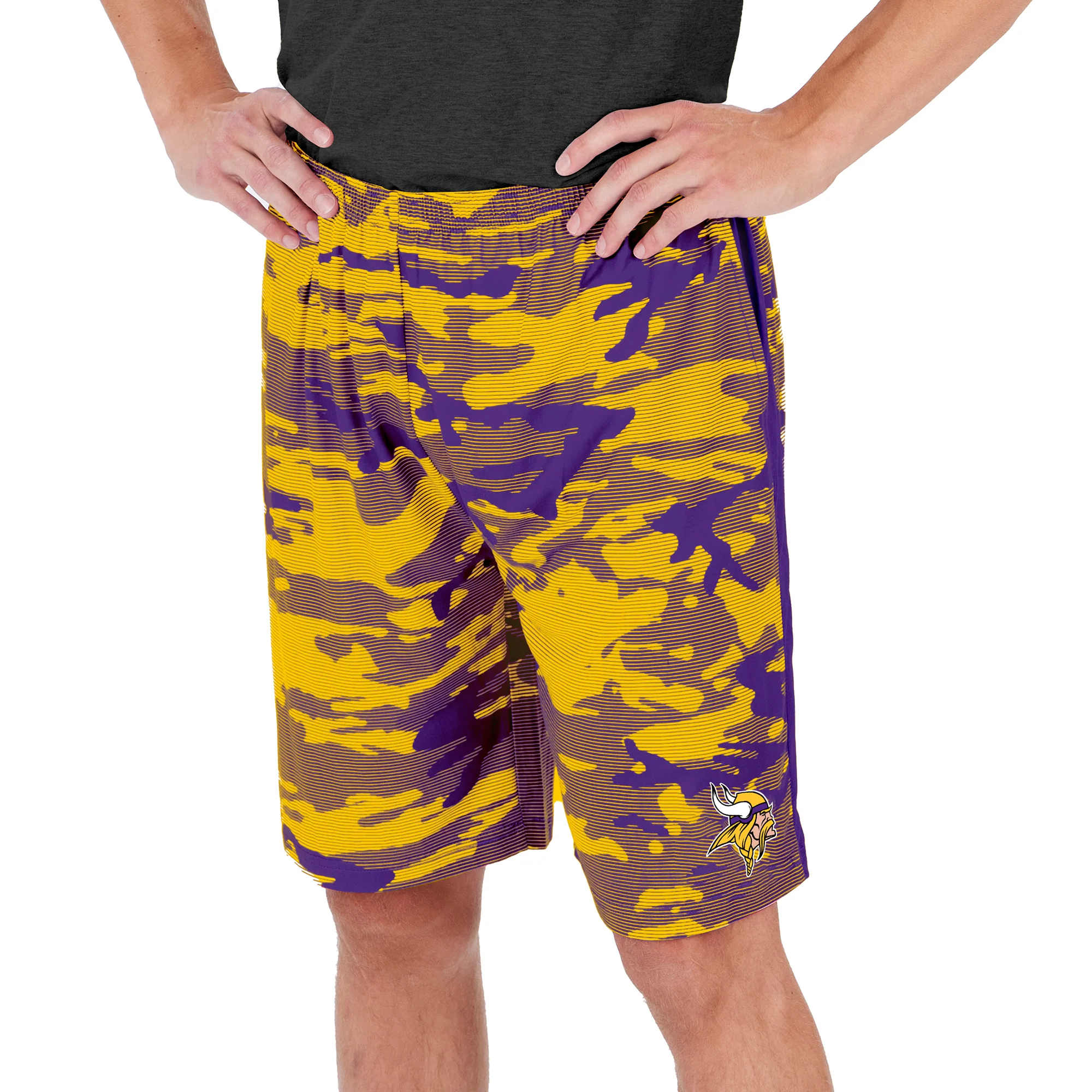 Zubaz Men's NFL Minnesota Vikings Lightweight Camo Lines Shorts with Logo - Image 8