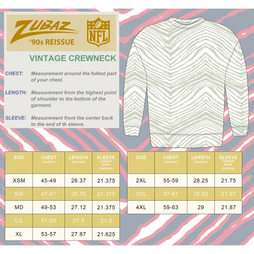 Zubaz NFL 90's All Over Zebra Crewneck Sweatshirt – Full Back, ATLANTA FALCONS - Image 6