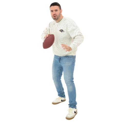 Zubaz NFL 90's All Over Zebra Crewneck Sweatshirt – Full Back, BALTIMORE RAVENS - Image 4
