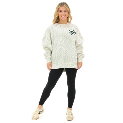 Zubaz NFL 90's All Over Zebra Crewneck Sweatshirt – Full Back, GREEN BAY PACKERS - Image 2