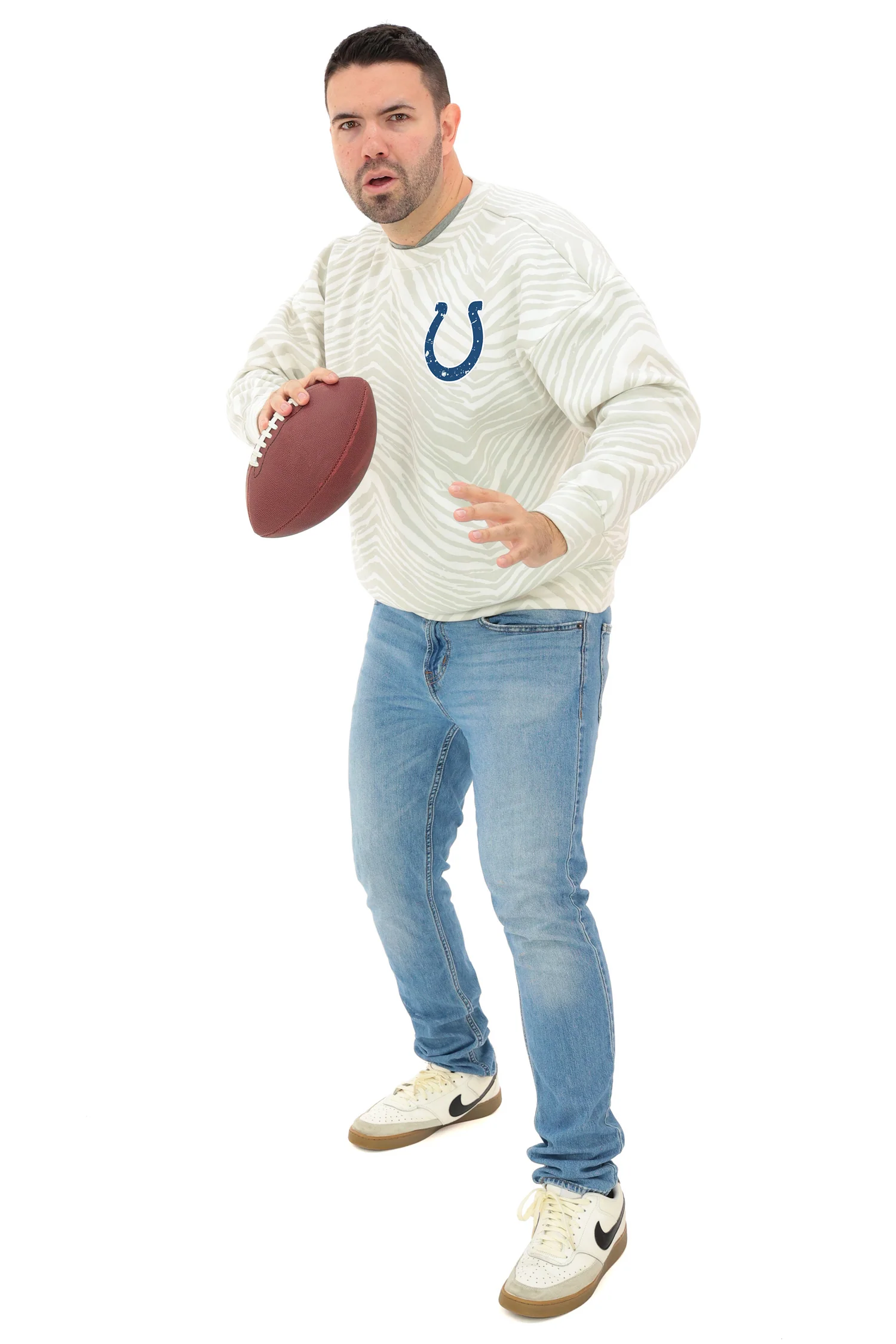 Zubaz NFL 90's All Over Zebra Crewneck Sweatshirt – Full Back, INDIANAPOLIS COLTS - Image 4
