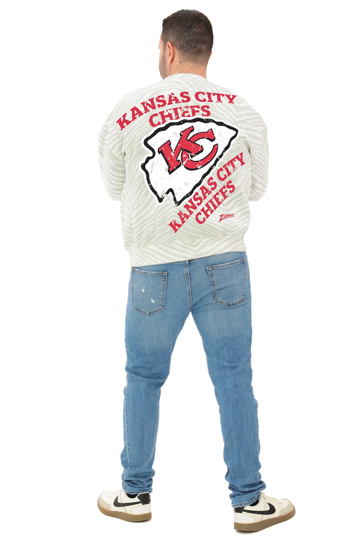 Zubaz NFL 90's All Over Zebra Crewneck Sweatshirt – Full Back, KANSAS CITY CHIEFS - Image 5