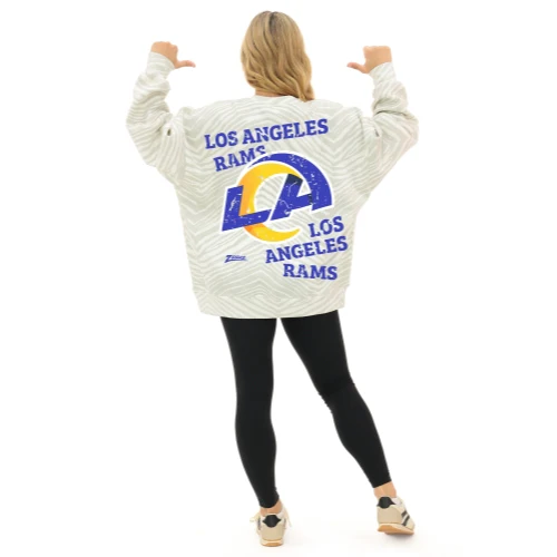 Zubaz NFL   90's All Over Zebra Crewneck Sweatshirt – Full Back, LOS ANGELES RAMS - Image 3