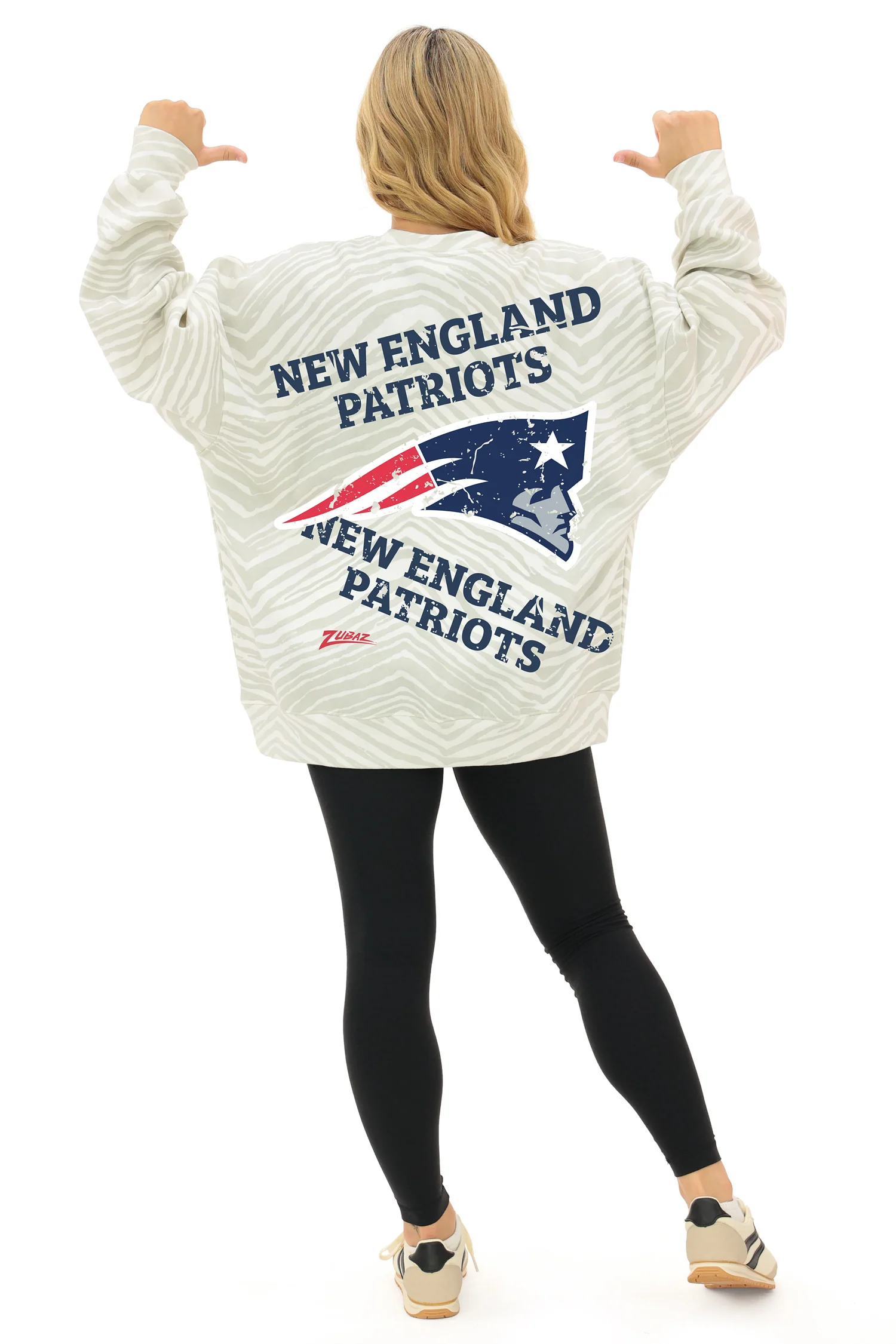 Zubaz NFL   90's All Over Zebra Crewneck Sweatshirt – Full Back, NEW ENGLAND PATRIOTS - Image 3
