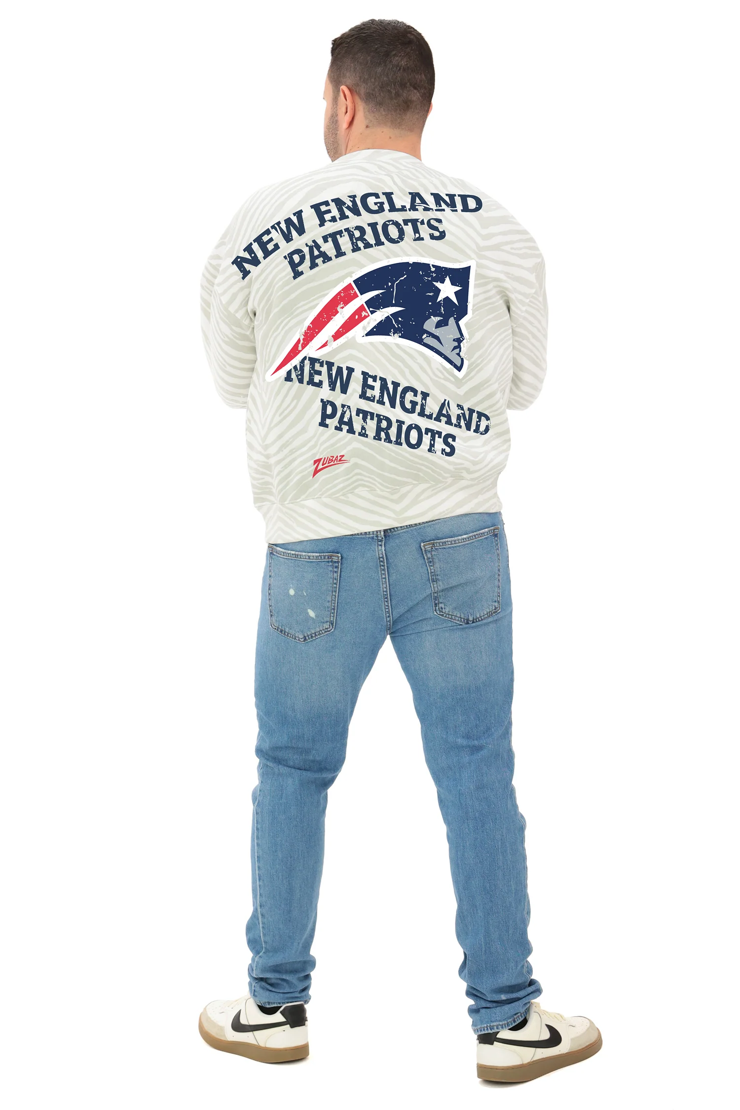 Zubaz NFL   90's All Over Zebra Crewneck Sweatshirt – Full Back, NEW ENGLAND PATRIOTS - Image 5