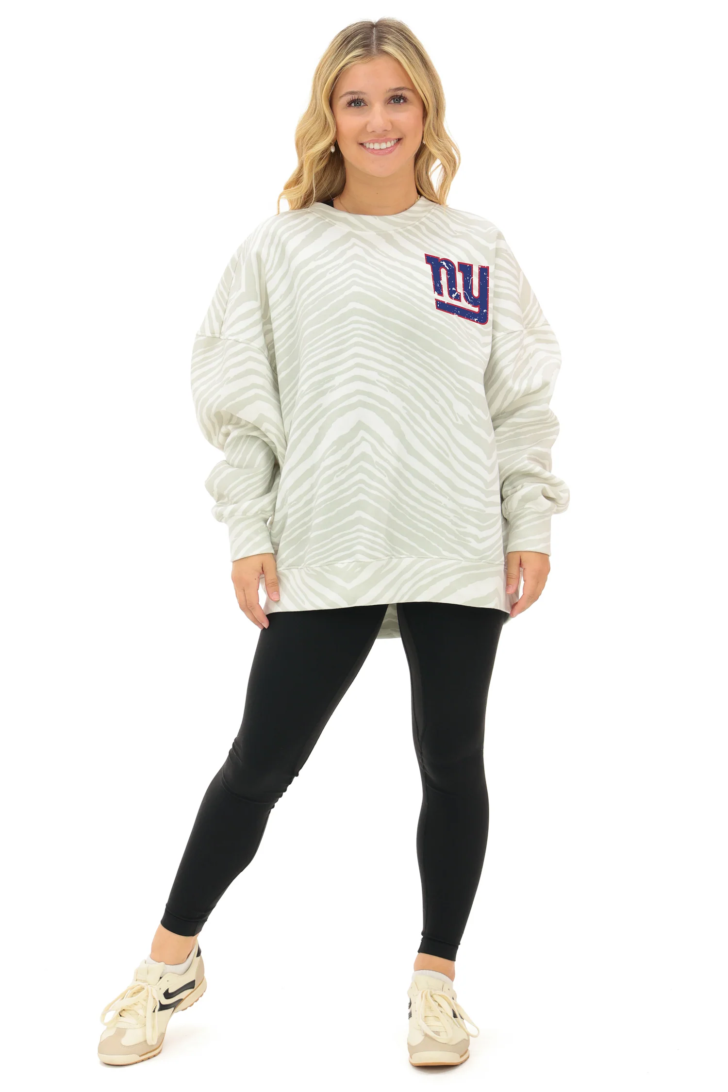 Zubaz NFL 90's All Over Zebra Crewneck Sweatshirt – Full Back, NEW YORK GIANTS - Image 2