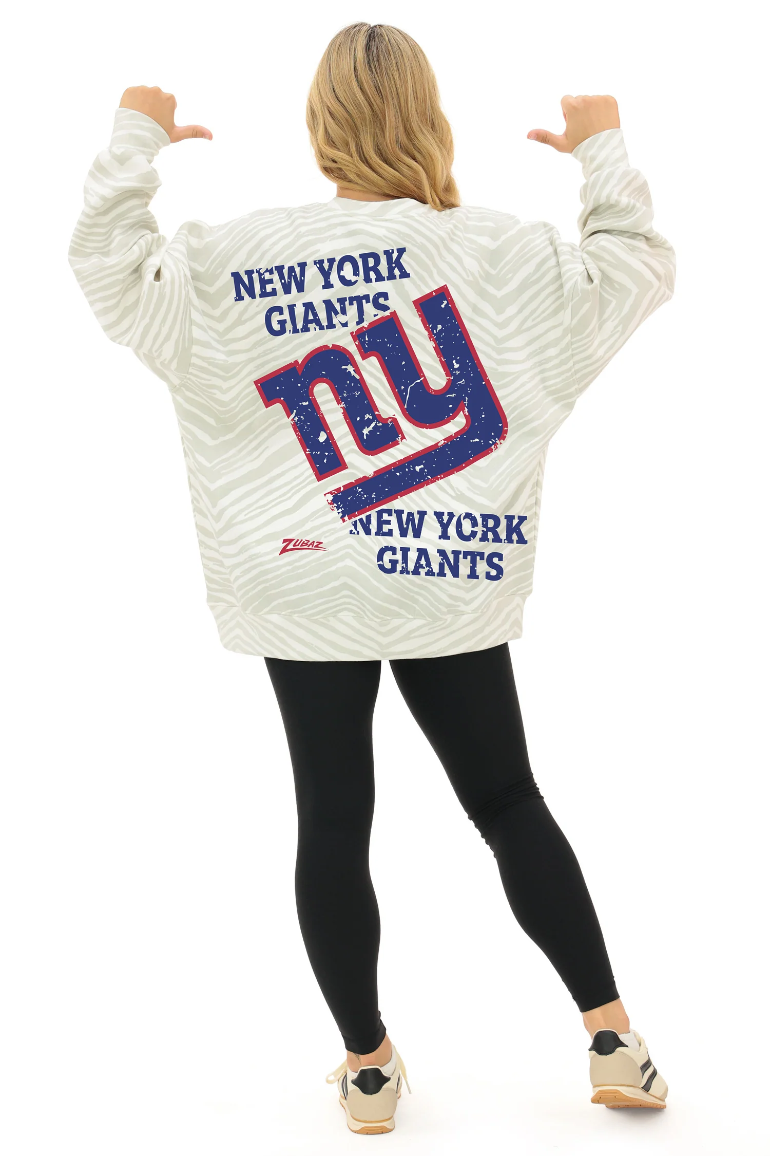 Zubaz NFL 90's All Over Zebra Crewneck Sweatshirt – Full Back, NEW YORK GIANTS - Image 3