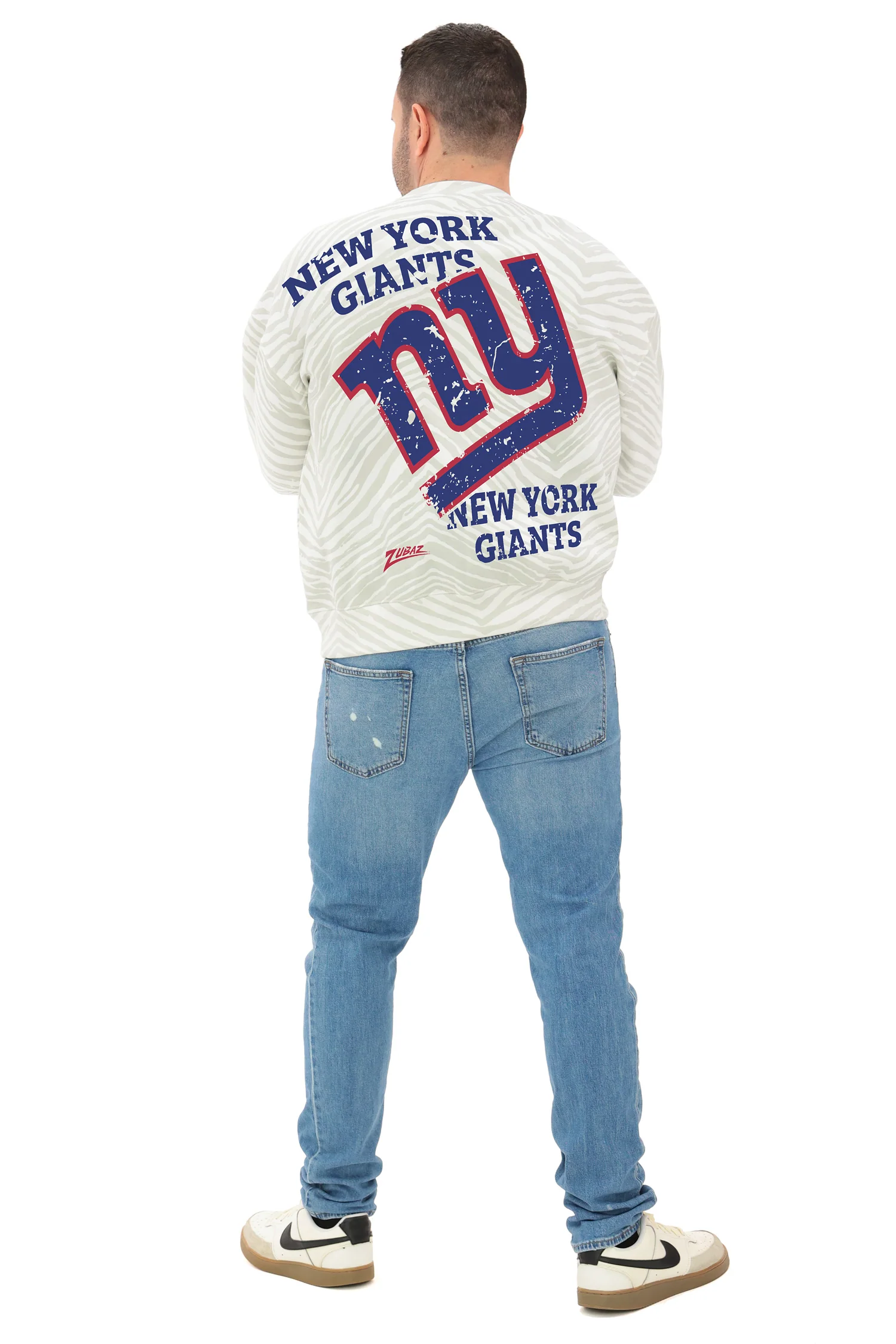 Zubaz NFL 90's All Over Zebra Crewneck Sweatshirt – Full Back, NEW YORK GIANTS - Image 5
