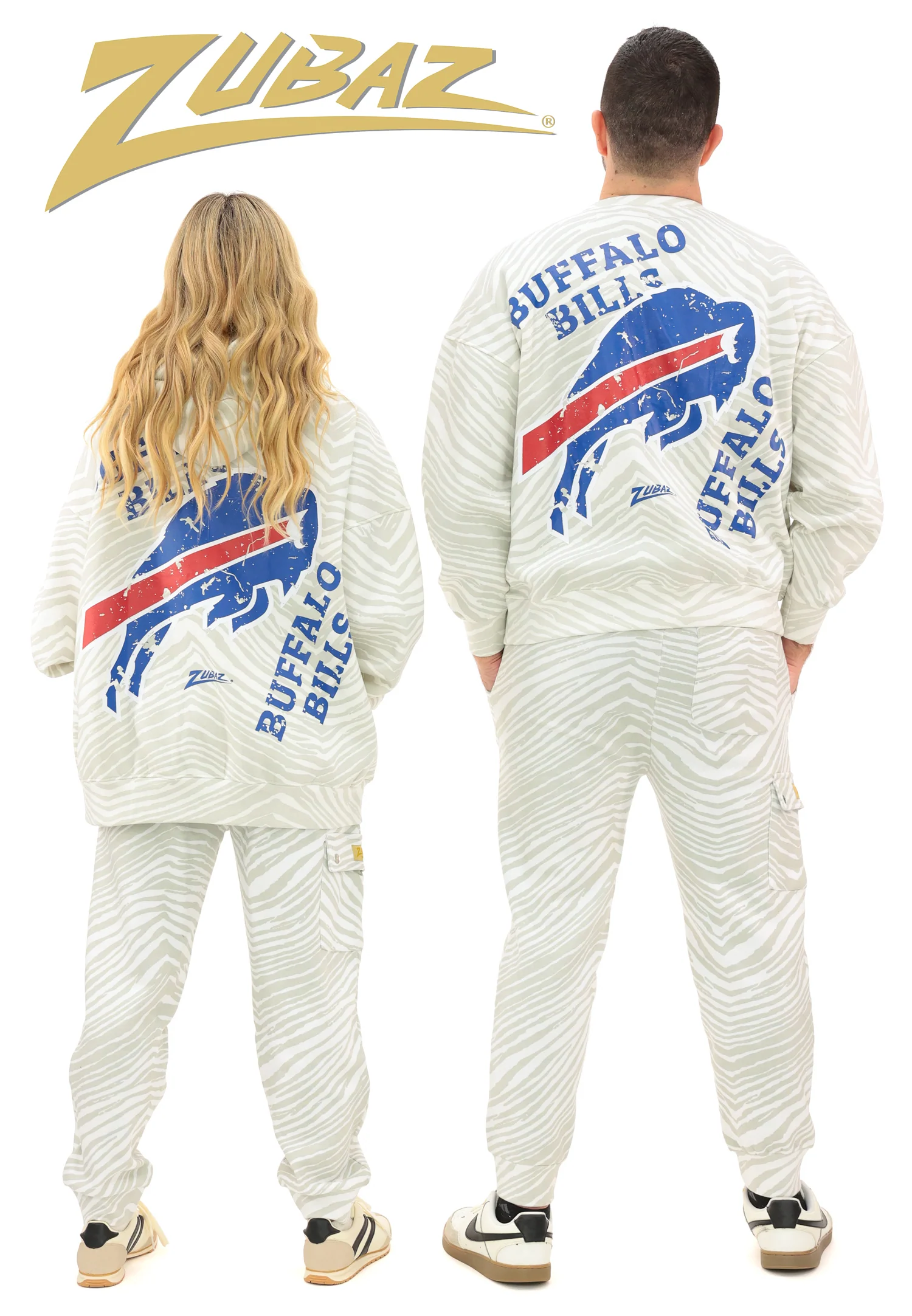 Zubaz NFL 90's All Over Zebra Crewneck Sweatshirt – Full Back, NEW YORK JETS - Image 7