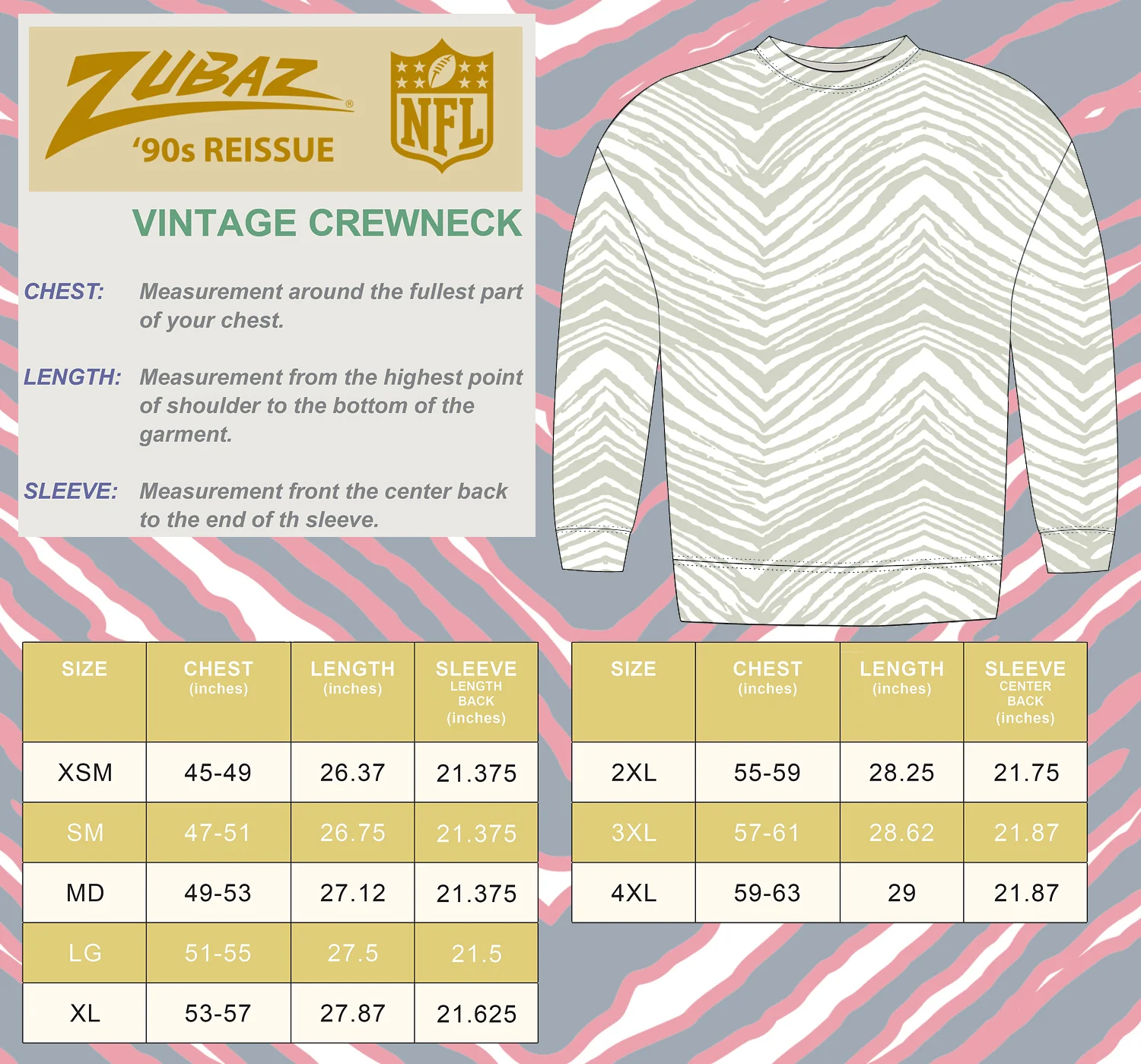 Zubaz NFL 90's All Over Zebra Crewneck Sweatshirt – Full Back, PITTSBURGH STEELERS - Image 6