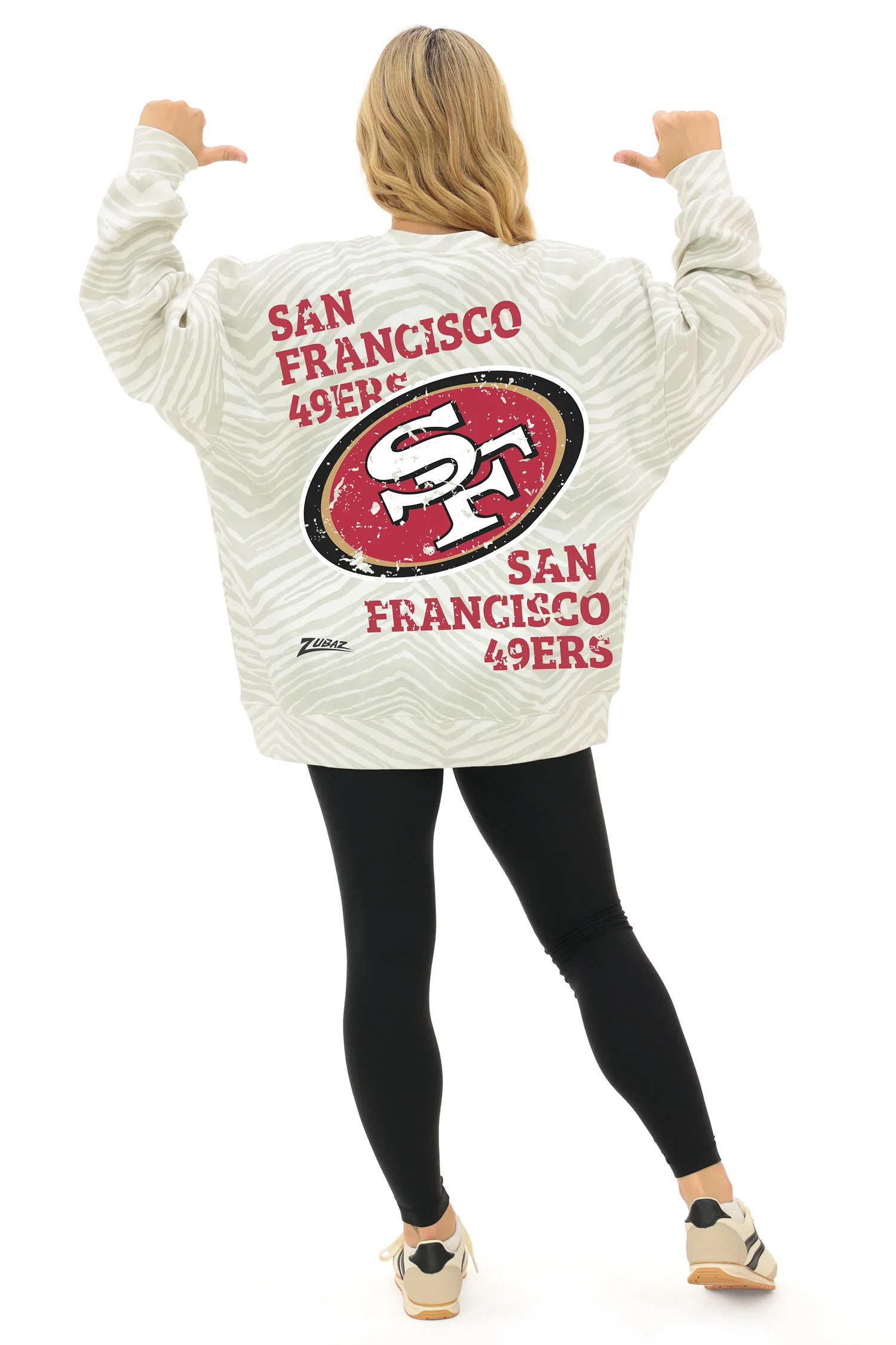 Zubaz NFL 90's All Over Zebra Crewneck Sweatshirt – Full Back, SAN FRANCISCO 49ERS - Image 3