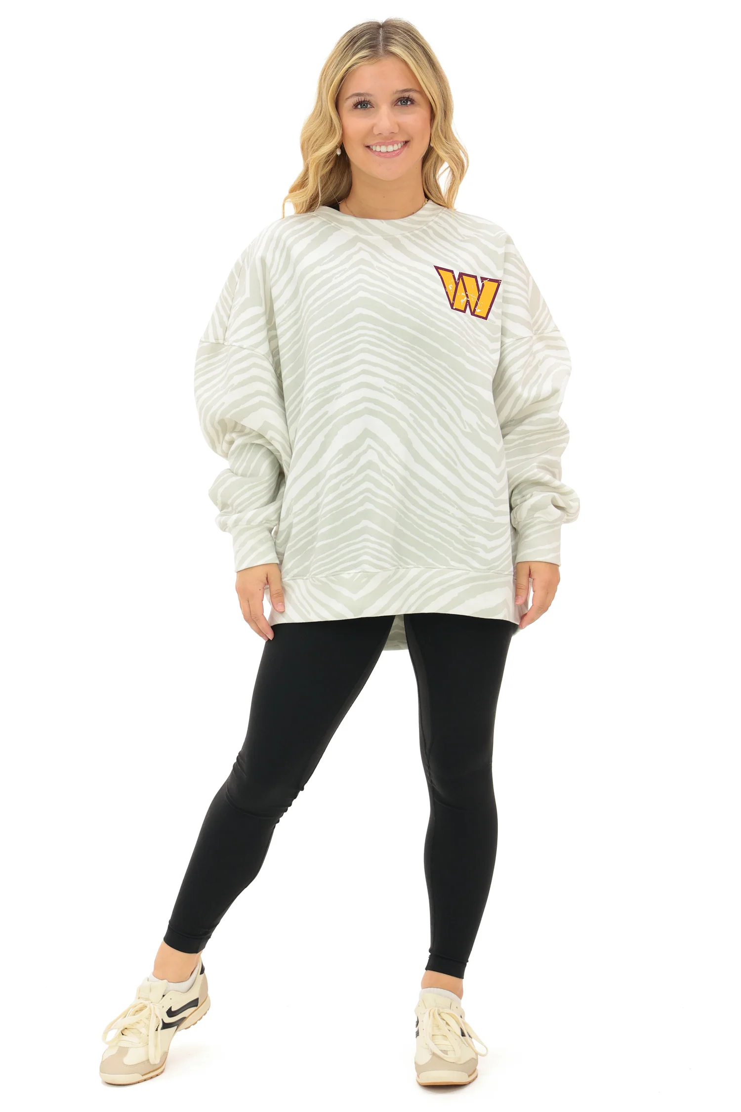 Zubaz NFL 90's All Over Zebra Crewneck Sweatshirt – Full Back, WASHINGTON COMMANDERS - Image 2
