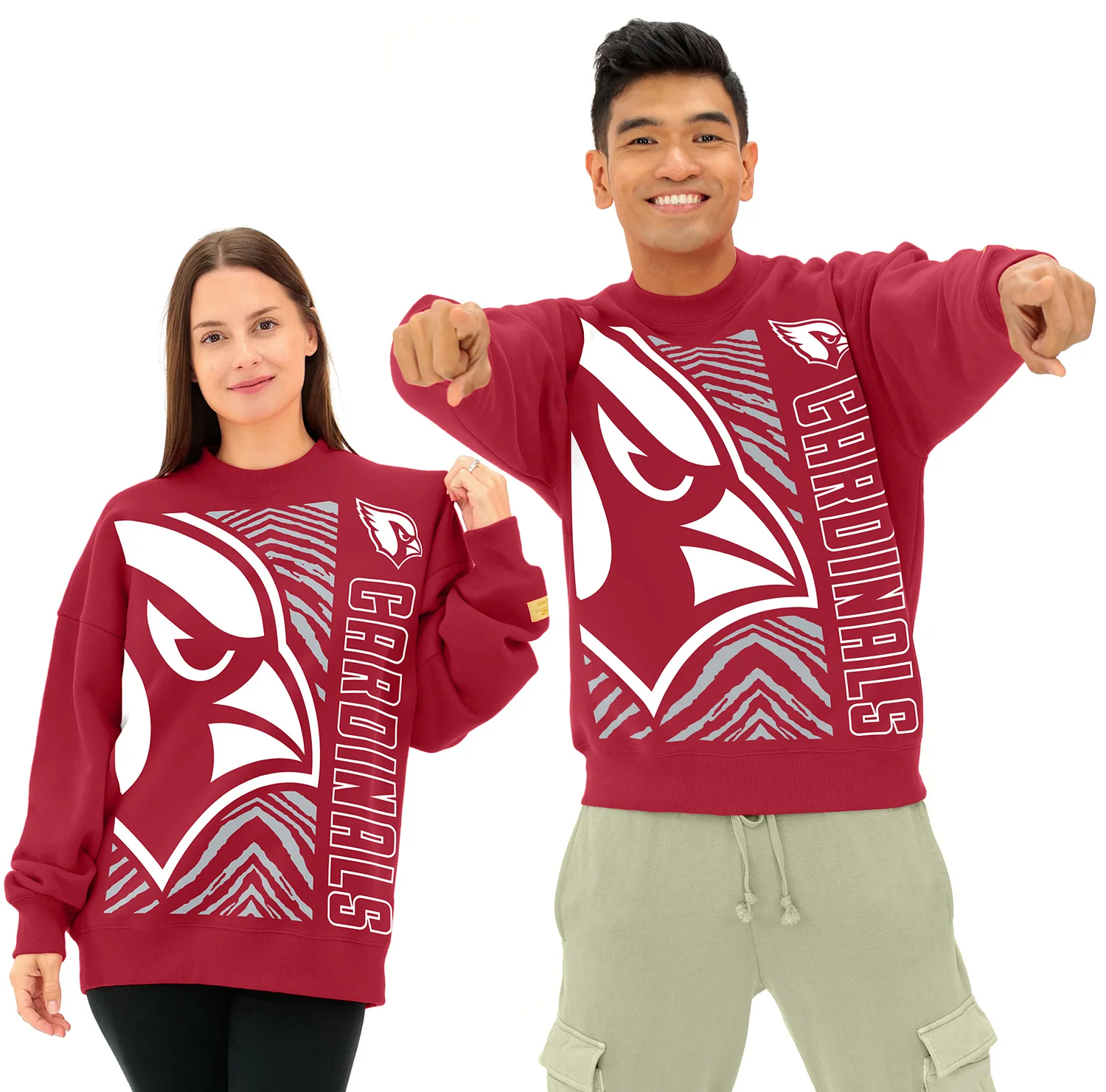 Zubaz NFL 90s Drop Shoulder Crewneck -MVP, ARIZONA CARDINALS