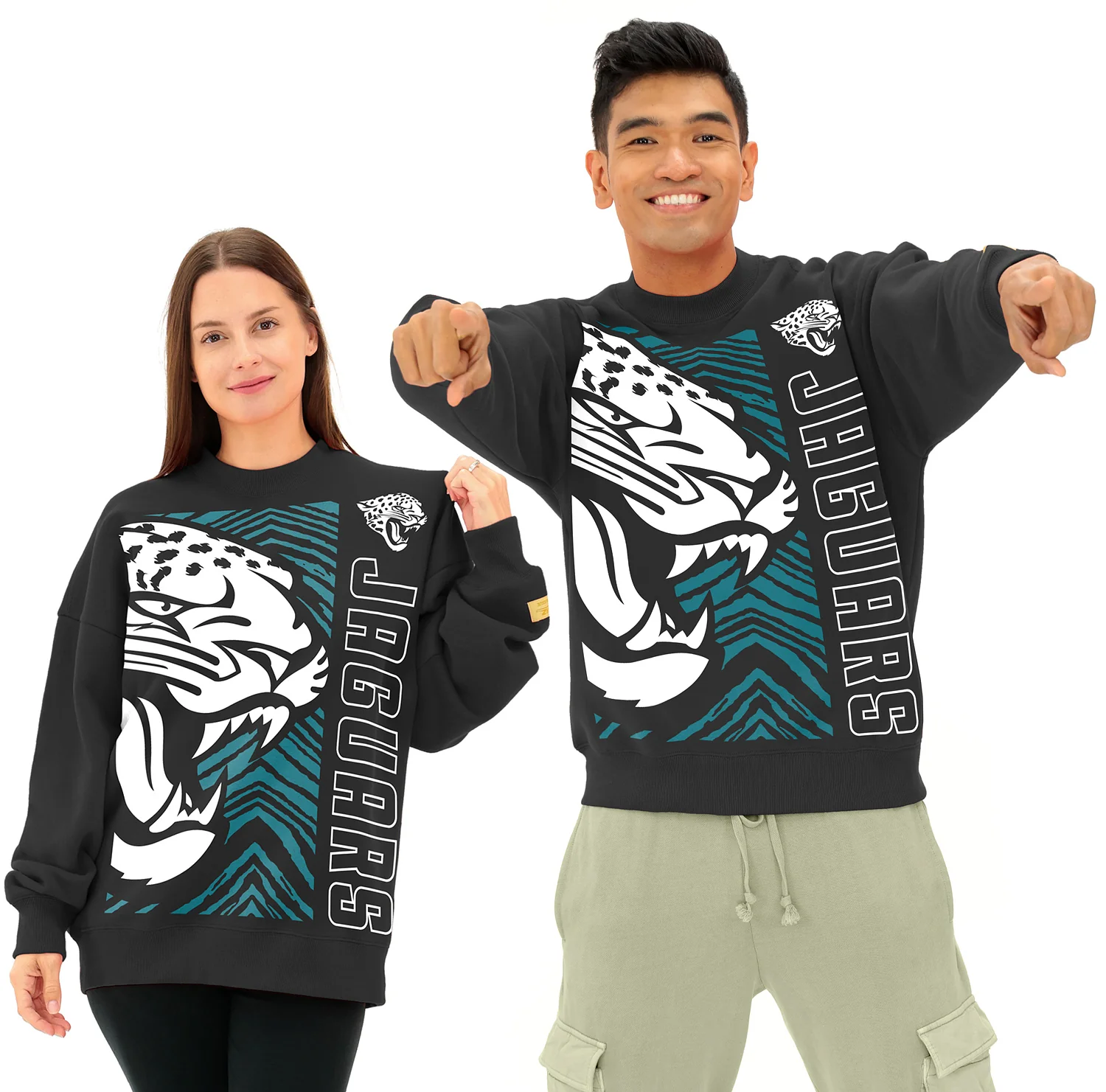 Zubaz NFL 90s Drop Shoulder Crewneck -MVP, JACKSONVILLE JAGUARS
