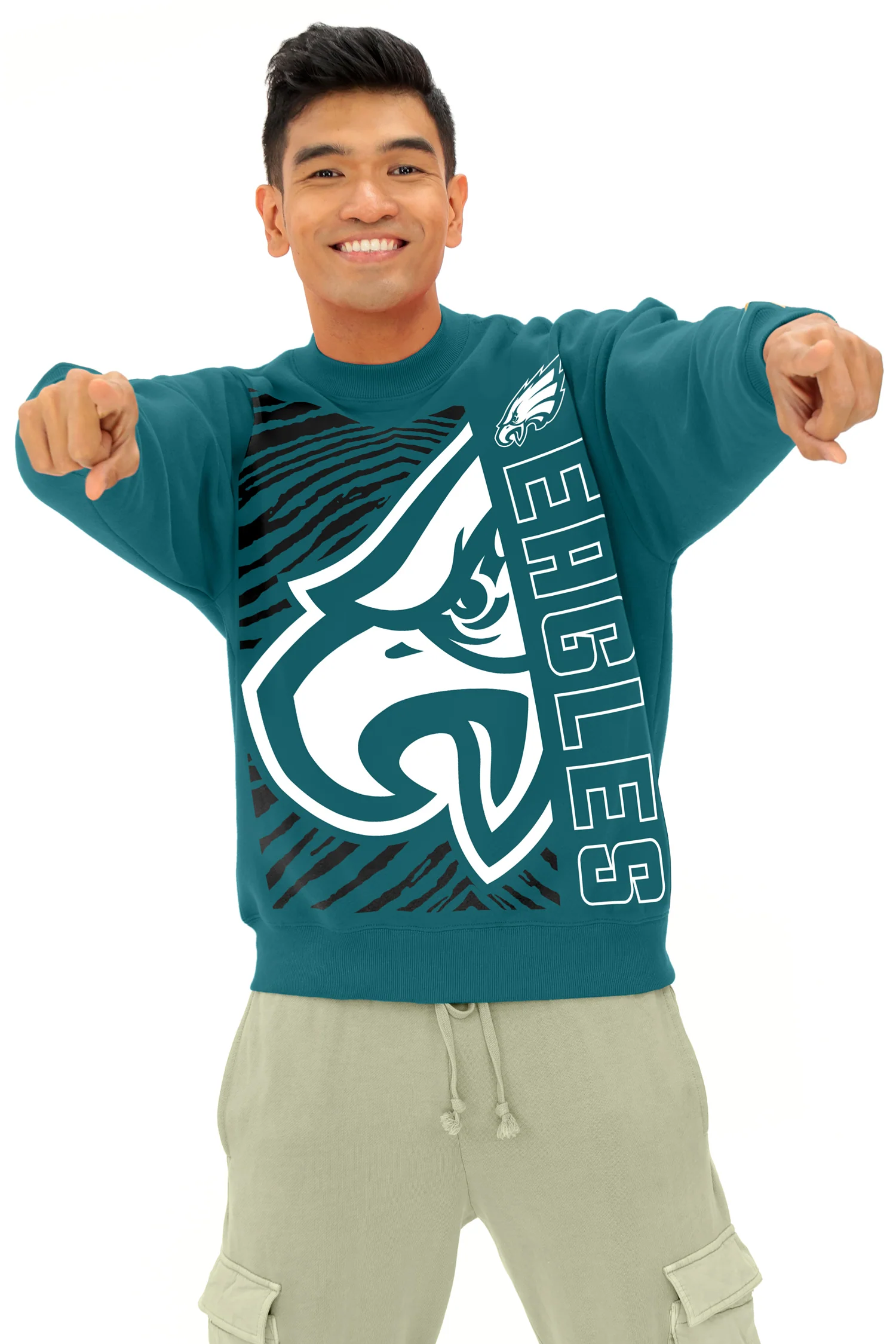 Zubaz NFL 90s Drop Shoulder Crewneck -MVP, PHILADELPHIA EAGLES - Image 4