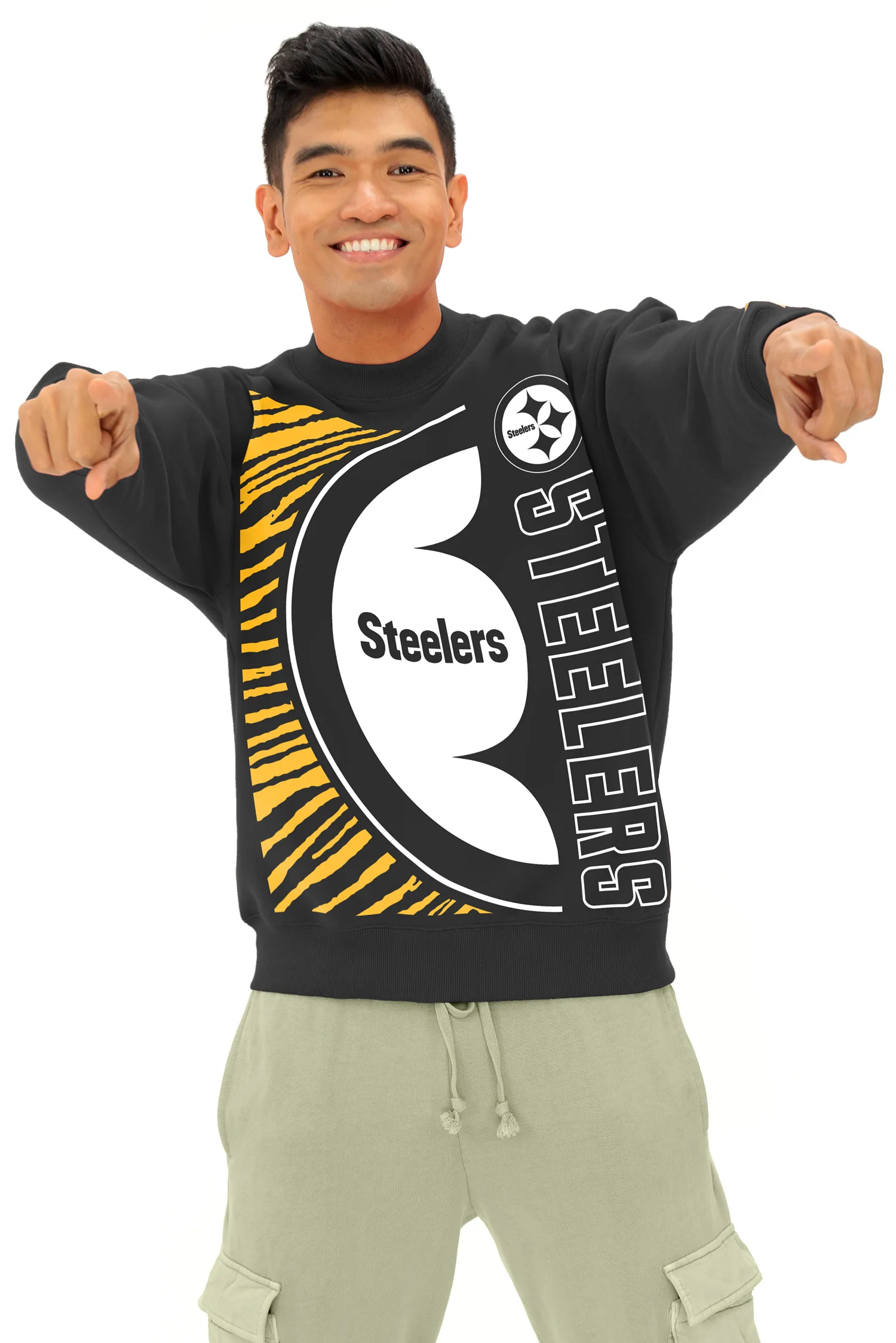 Zubaz NFL 90s Drop Shoulder Crewneck -MVP, PITTSBURGH STEELERS - Image 4