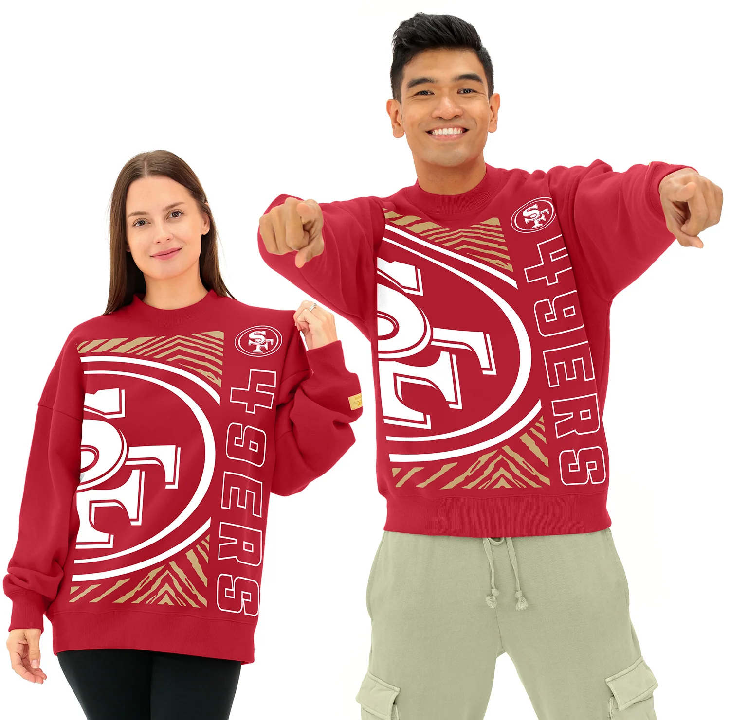 Zubaz NFL 90s Drop Shoulder Crewneck -MVP, SAN FRANCISCO 49ERS