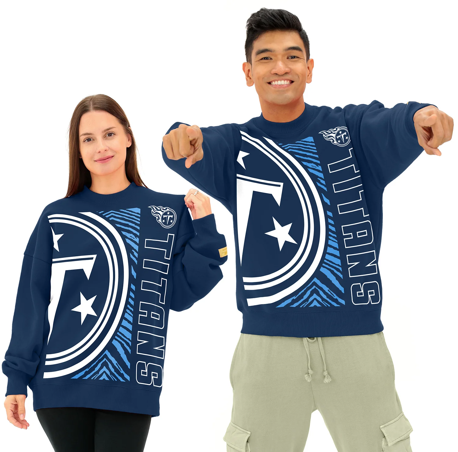 Zubaz NFL 90s Drop Shoulder Crewneck -MVP, TENNESSEE TITANS