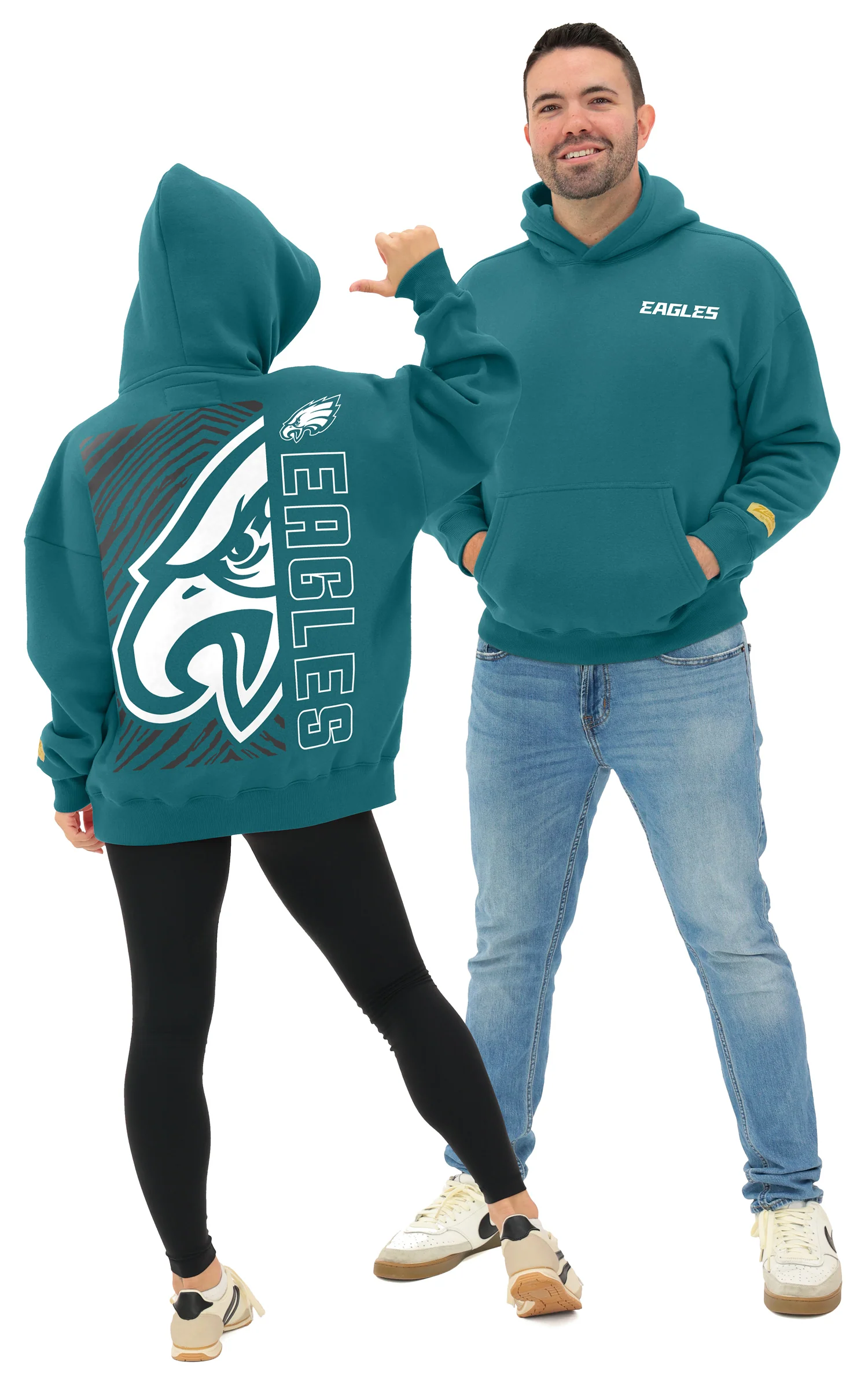 Zubaz NFL 90s Drop Shoulder Hoodie -MVP, PHILADELPHIA EAGLES