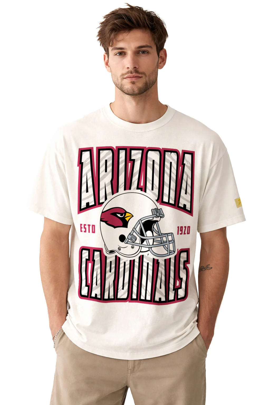 Zubaz NFL 90s SS Tee- Helmet-Off White, ARIZONA CARDINALS - Image 26