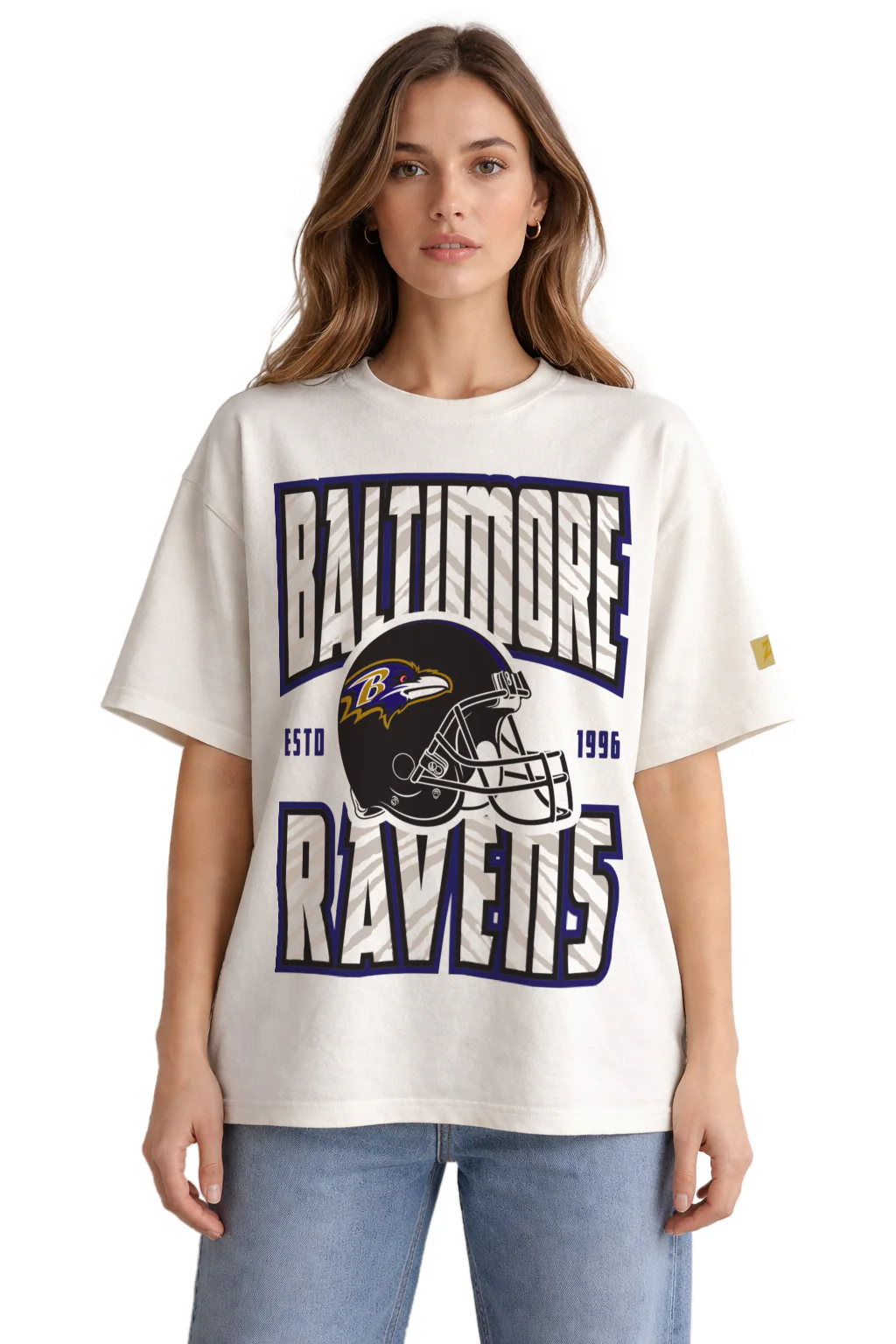Zubaz NFL 90s SS Tee- Helmet-Off White, BALTIMORE RAVENS - Image 2