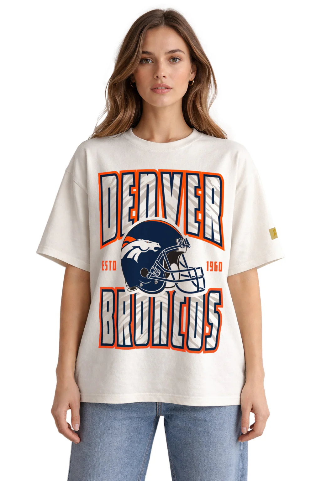 Zubaz NFL 90s SS Tee- Helmet-Off White, DENVER BRONCOS - Image 32