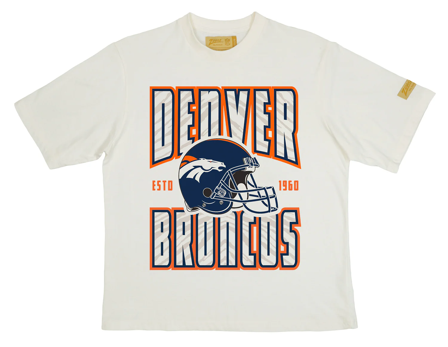 Zubaz NFL 90s SS Tee- Helmet-Off White, DENVER BRONCOS - Image 33