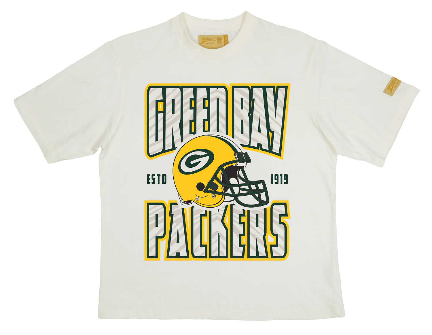 Zubaz NFL 90s SS Tee- Helmet-Off White, GREEN BAY PACKERS - Image 13