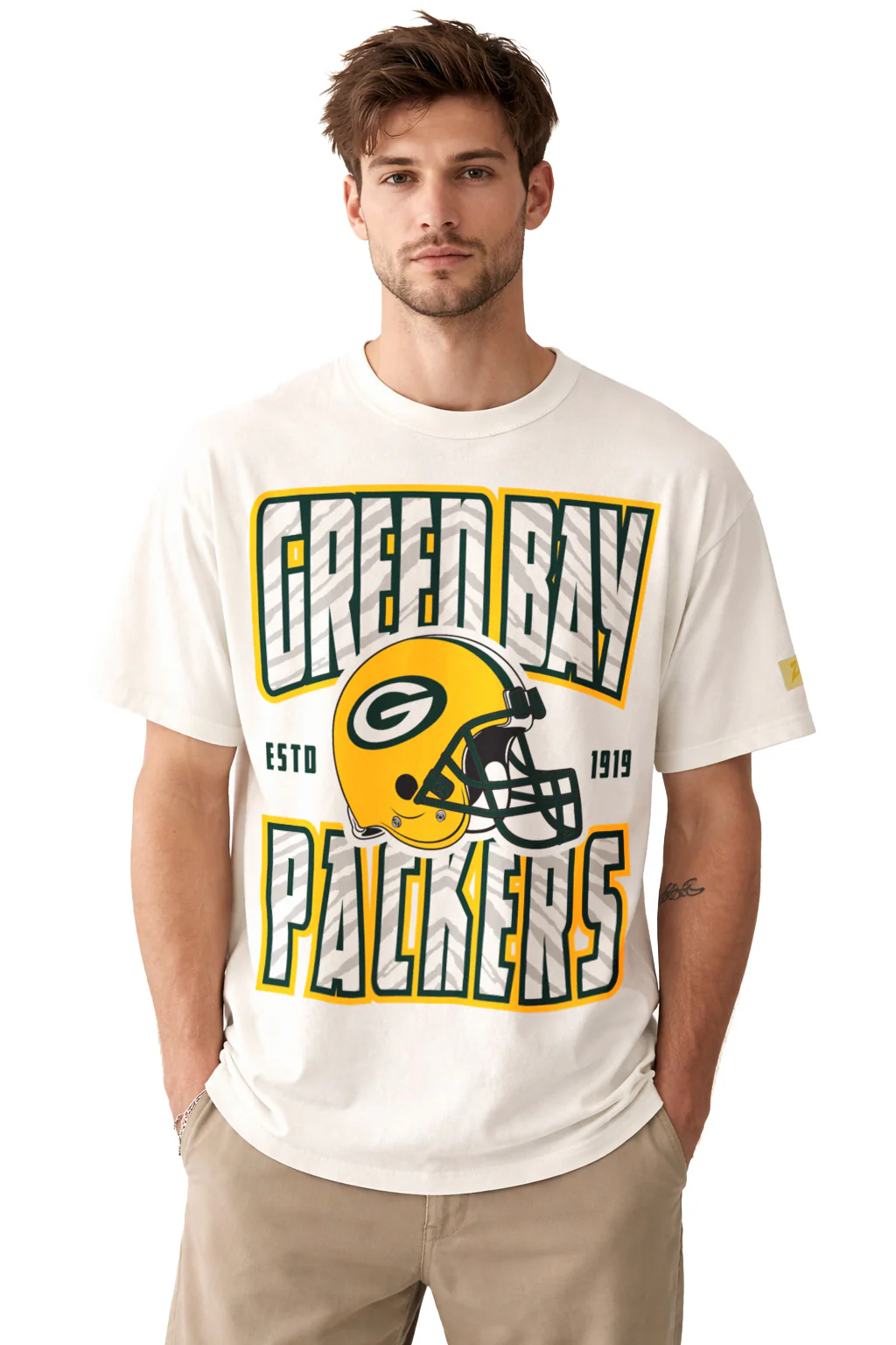 Zubaz NFL 90s SS Tee- Helmet-Off White, GREEN BAY PACKERS - Image 26
