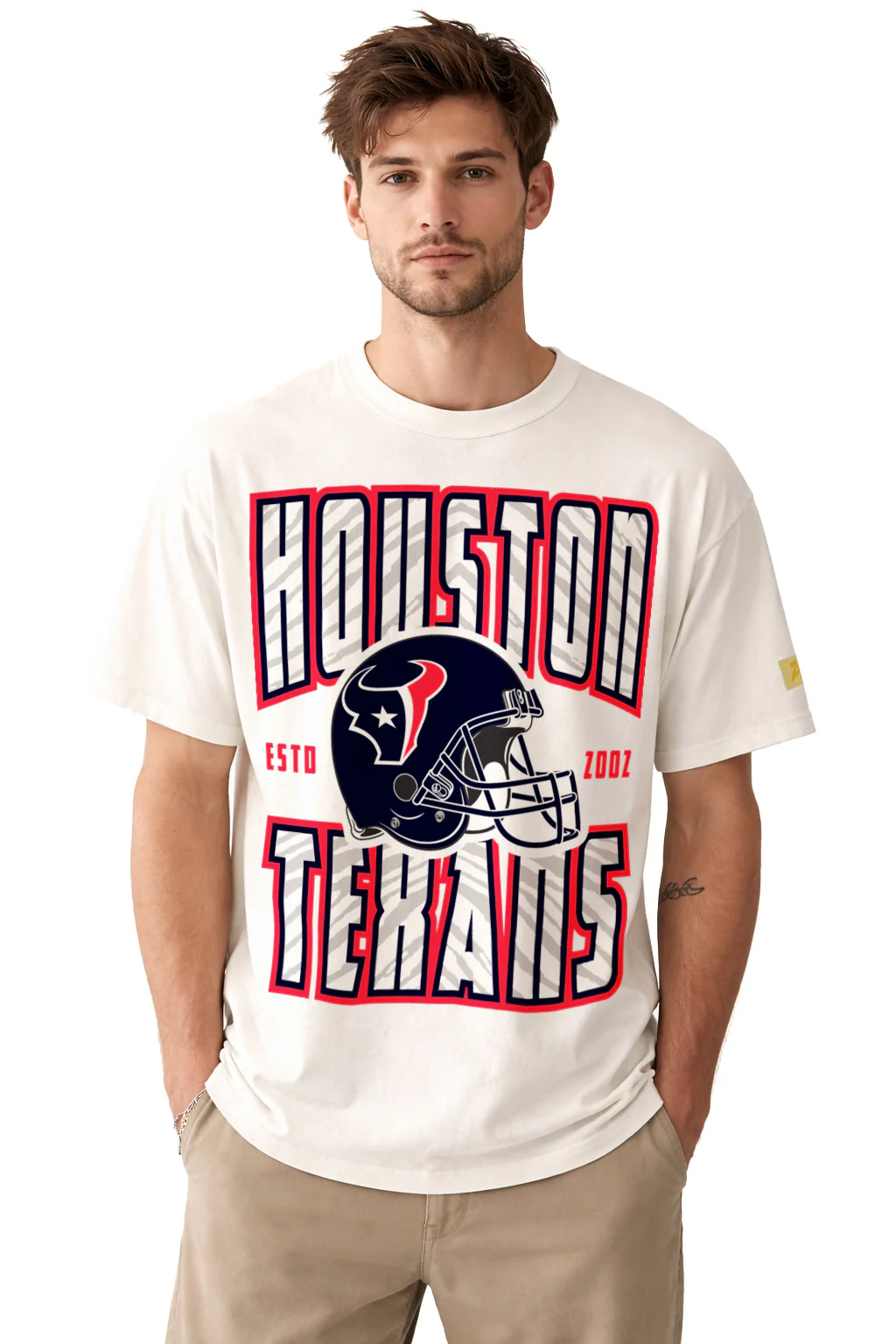 Zubaz NFL 90s SS Tee- Helmet-Off White, HOUSTON TEXANS - Image 26