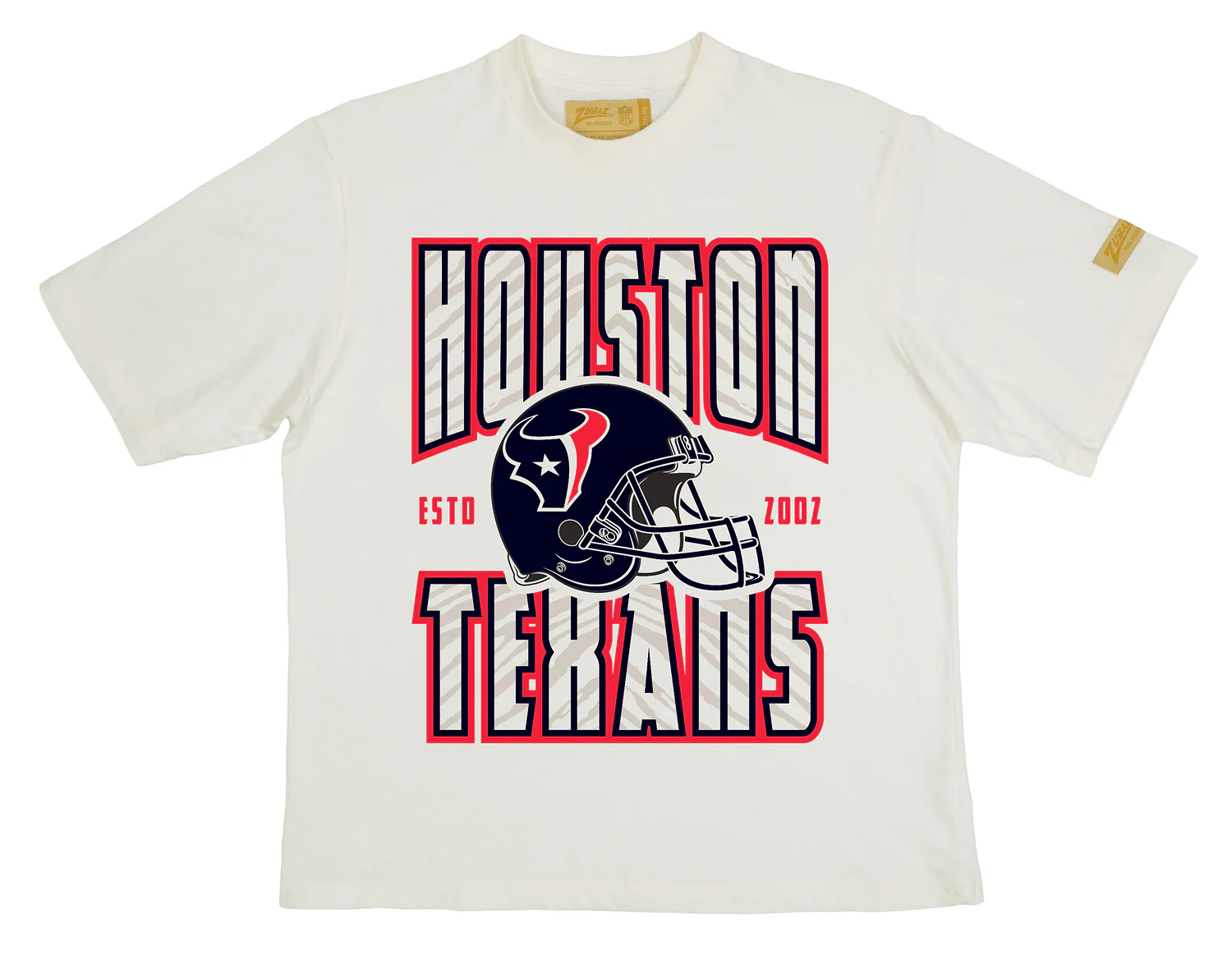 Zubaz NFL 90s SS Tee- Helmet-Off White, HOUSTON TEXANS - Image 3