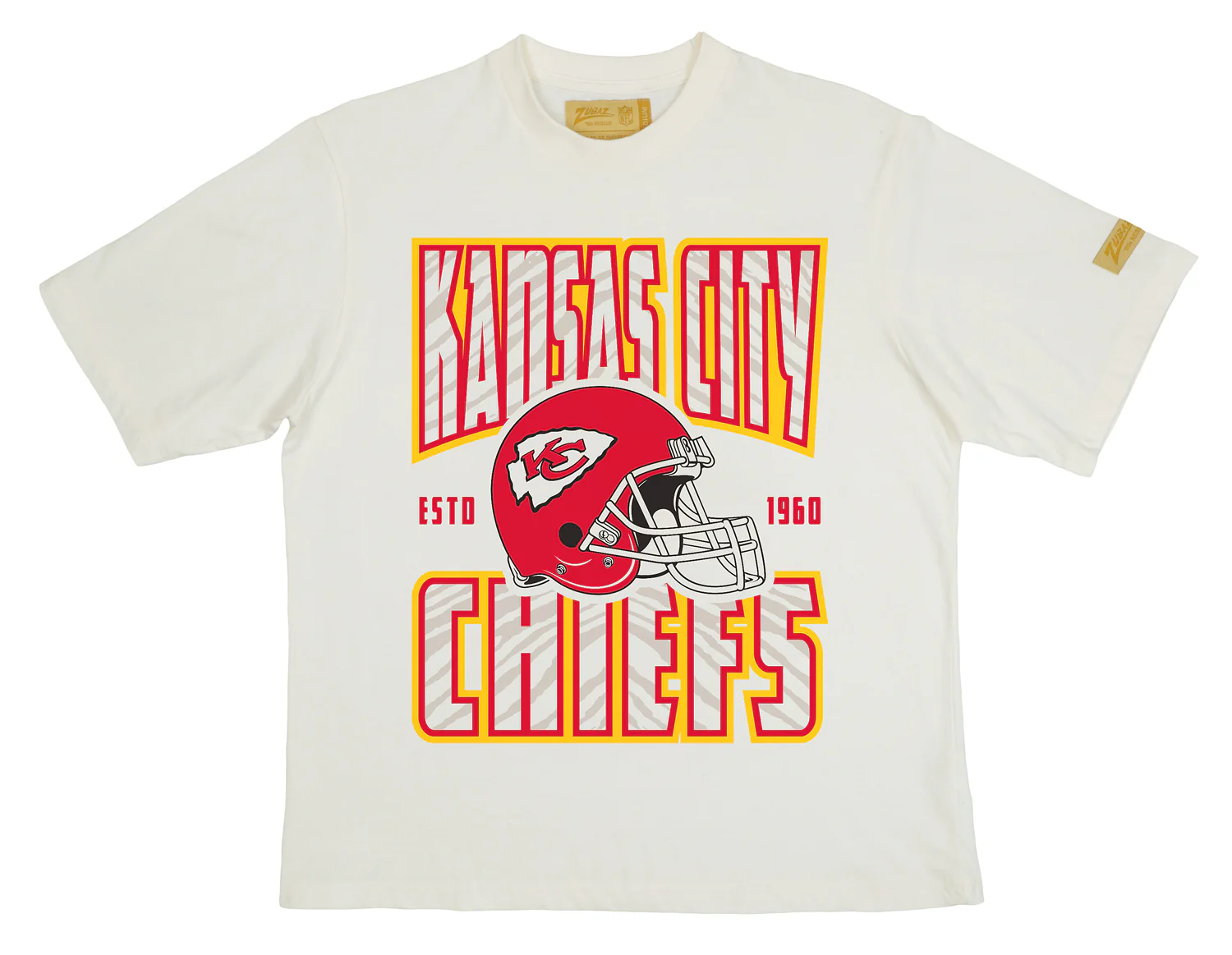Zubaz NFL 90s SS Tee- Helmet-Off White, KANSAS CITY CHIEFS - Image 33
