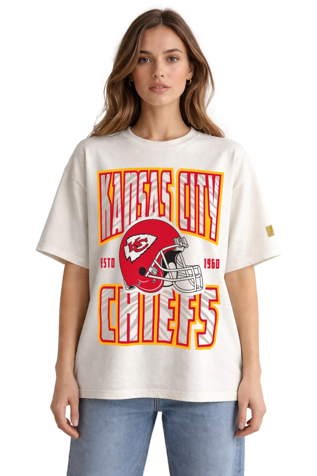 Zubaz NFL 90s SS Tee- Helmet-Off White, KANSAS CITY CHIEFS - Image 37