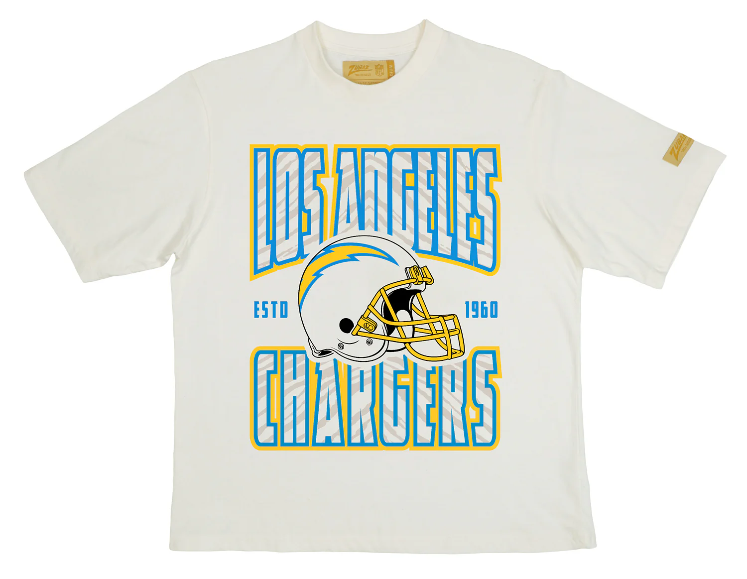 Zubaz NFL 90s SS Tee- Helmet-Off White, LOS ANGELES CHARGERS - Image 23