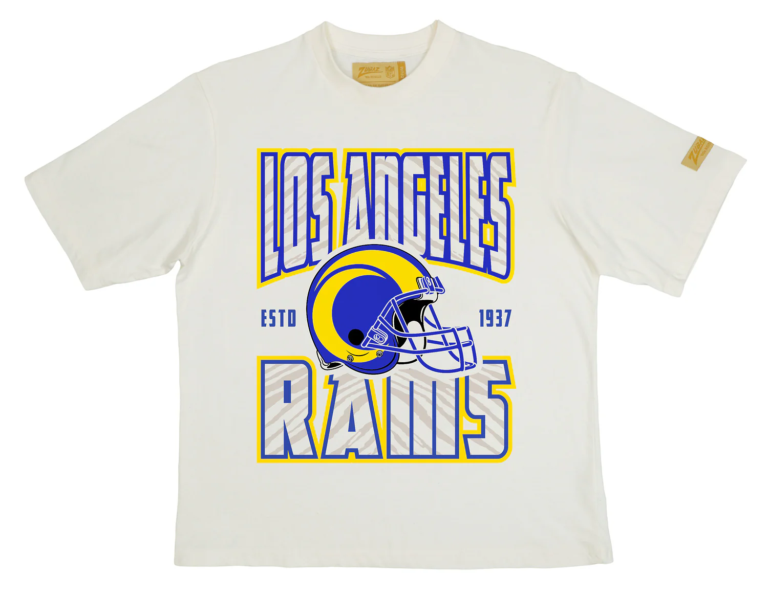 Zubaz NFL 90s SS Tee- Helmet-Off White, LOS ANGELES RAMS - Image 3