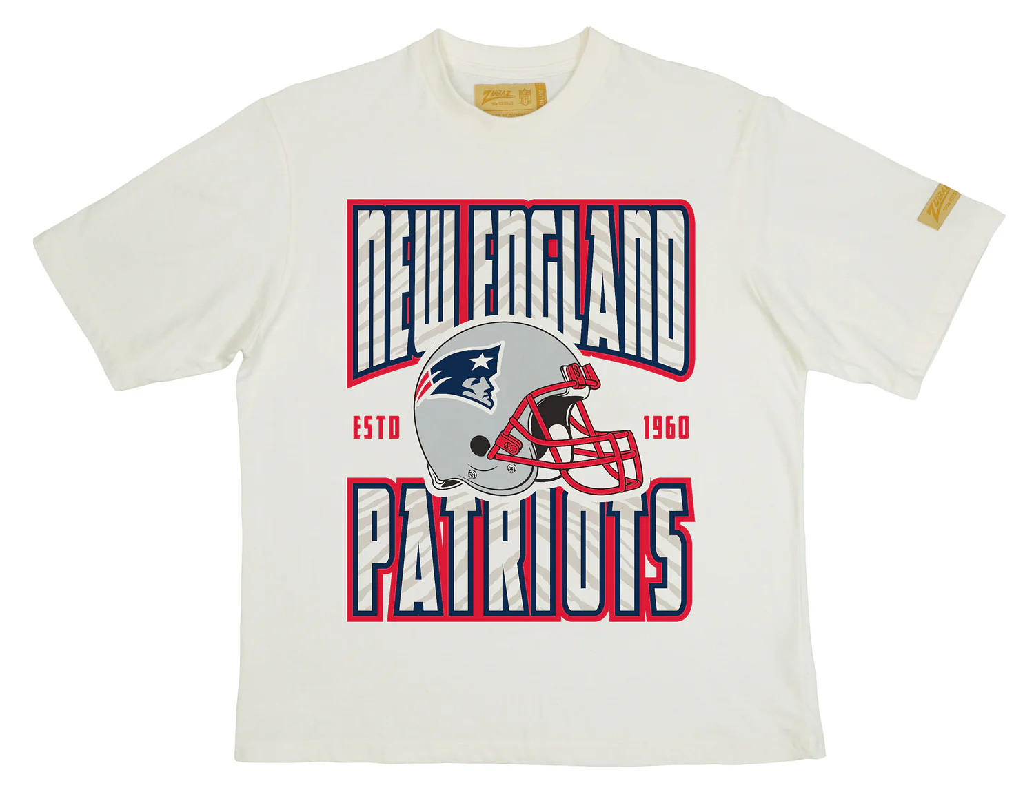 Zubaz NFL 90s SS Tee- Helmet-Off White, NEW ENGLAND PATRIOTS - Image 8