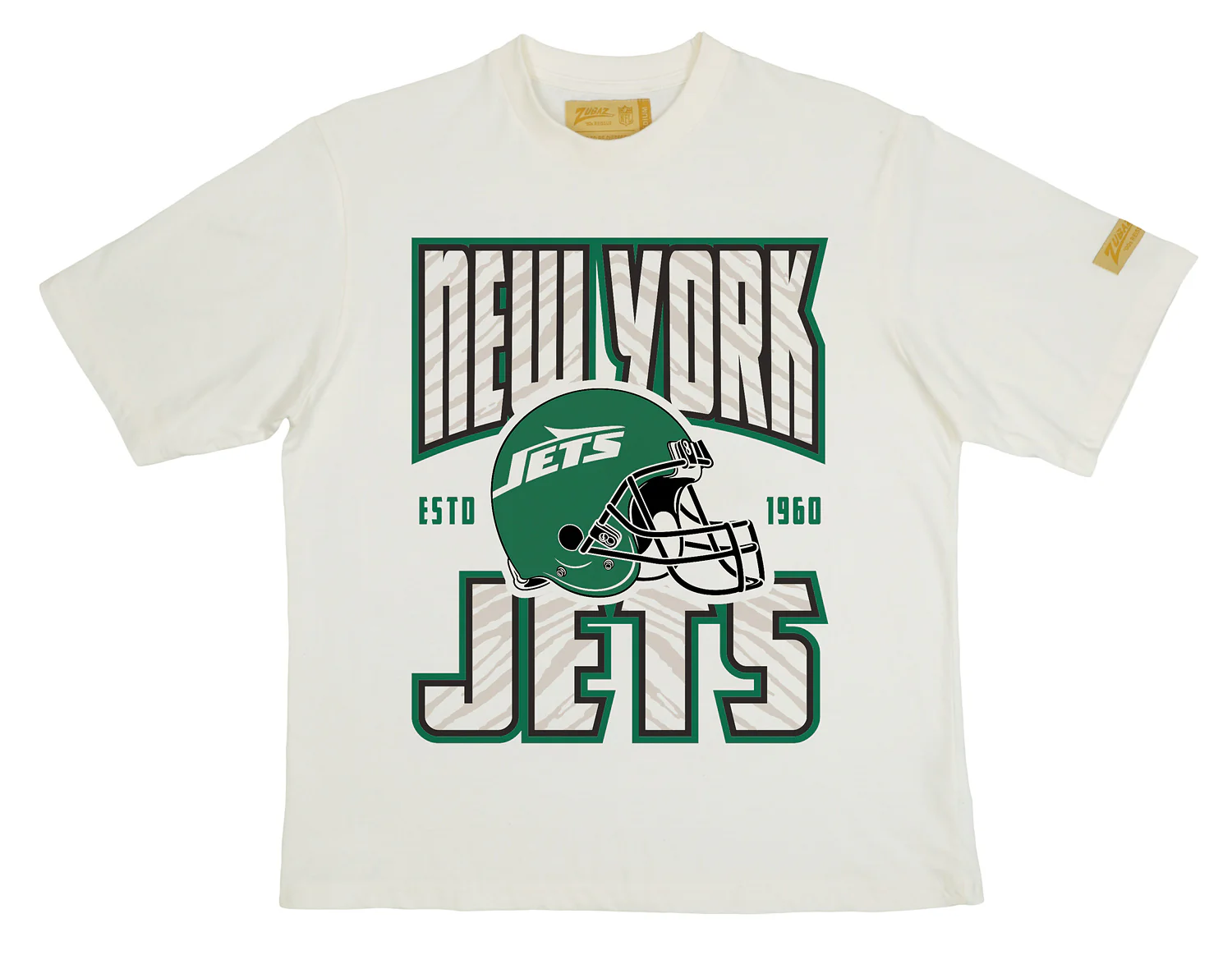 Zubaz NFL 90s SS Tee- Helmet-Off White, NEW YORK JETS - Image 13